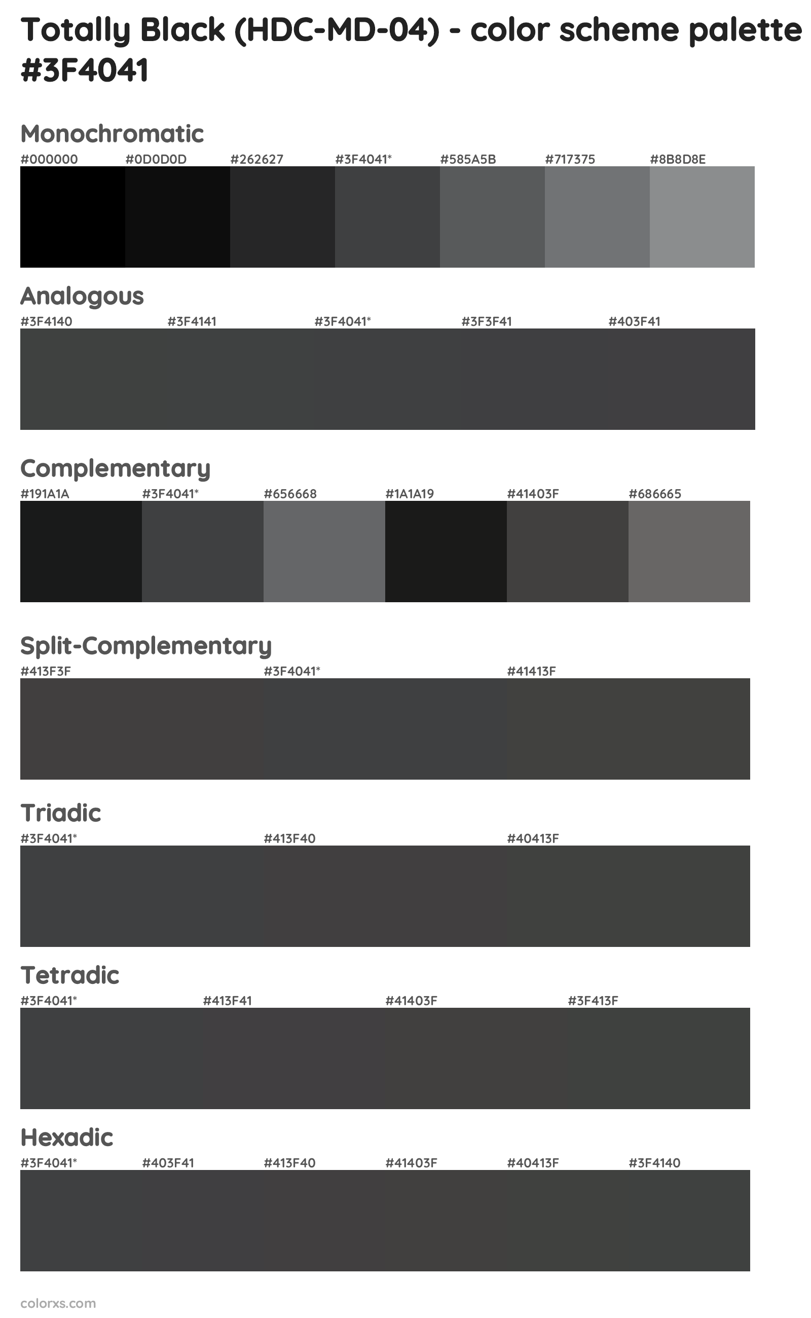Totally Black (HDC-MD-04) Color Scheme Palettes
