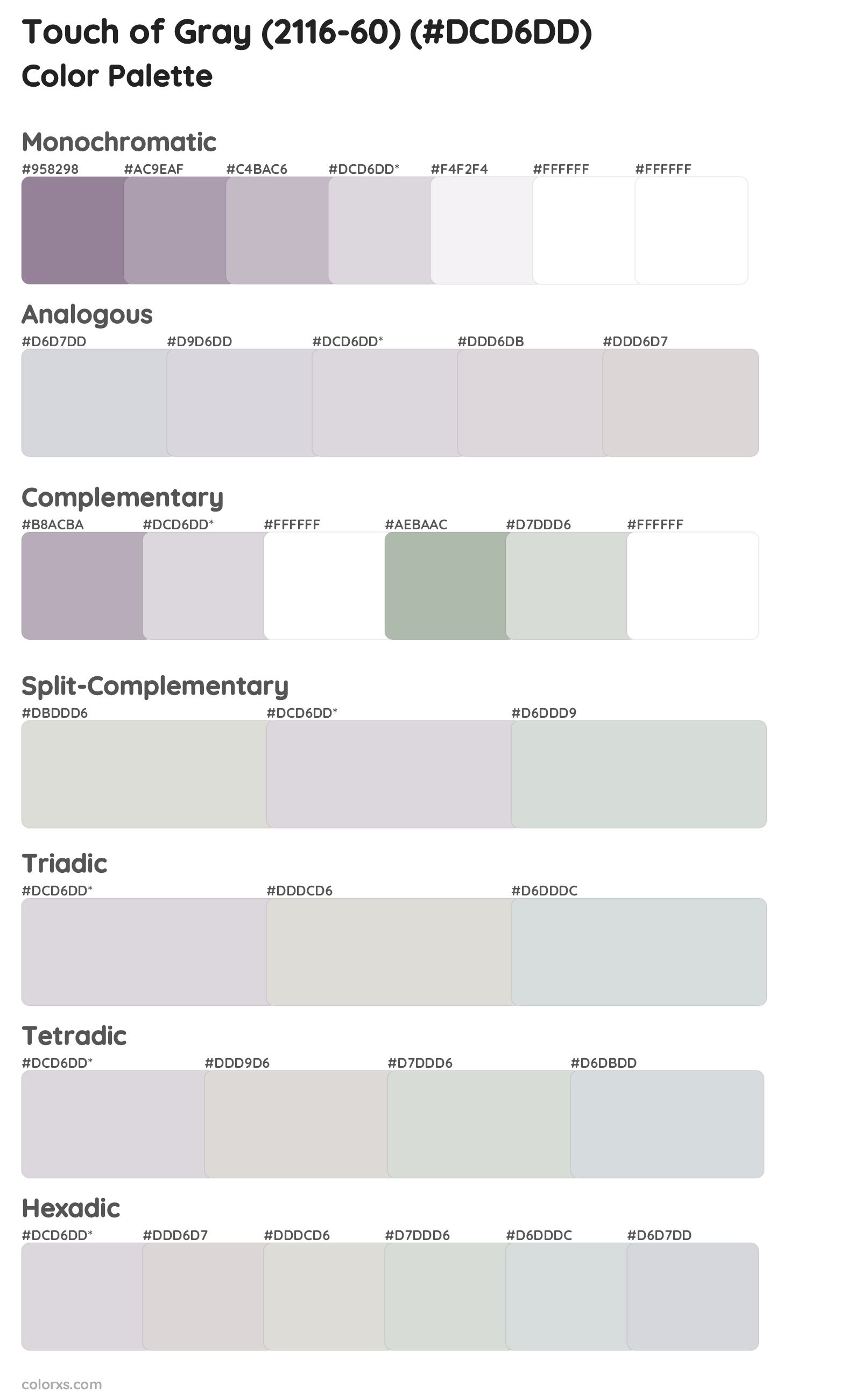 Touch of Gray (2116-60) Color Scheme Palettes