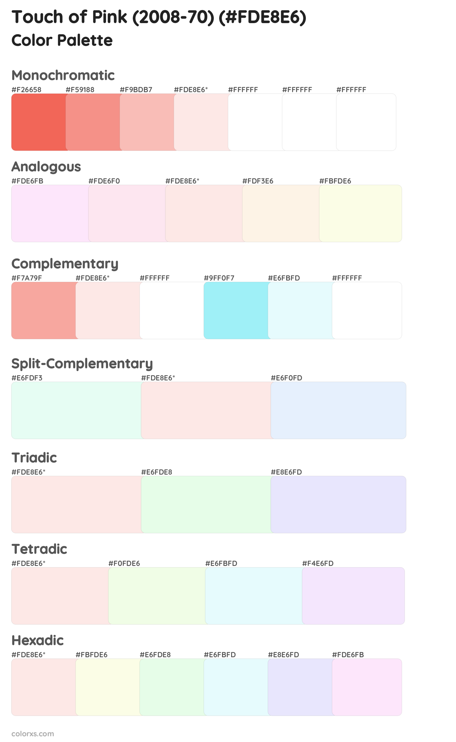 Touch of Pink (2008-70) Color Scheme Palettes