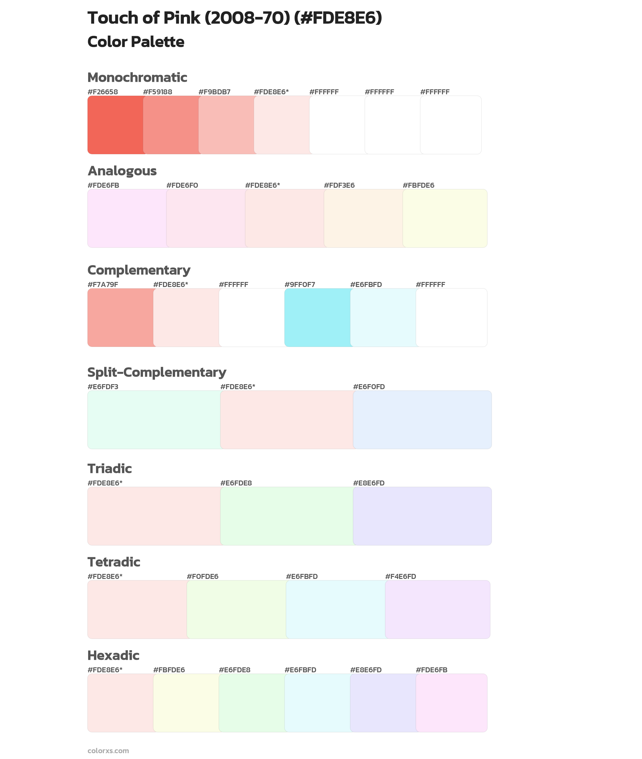 Touch of Pink (2008-70) Color Scheme Palettes