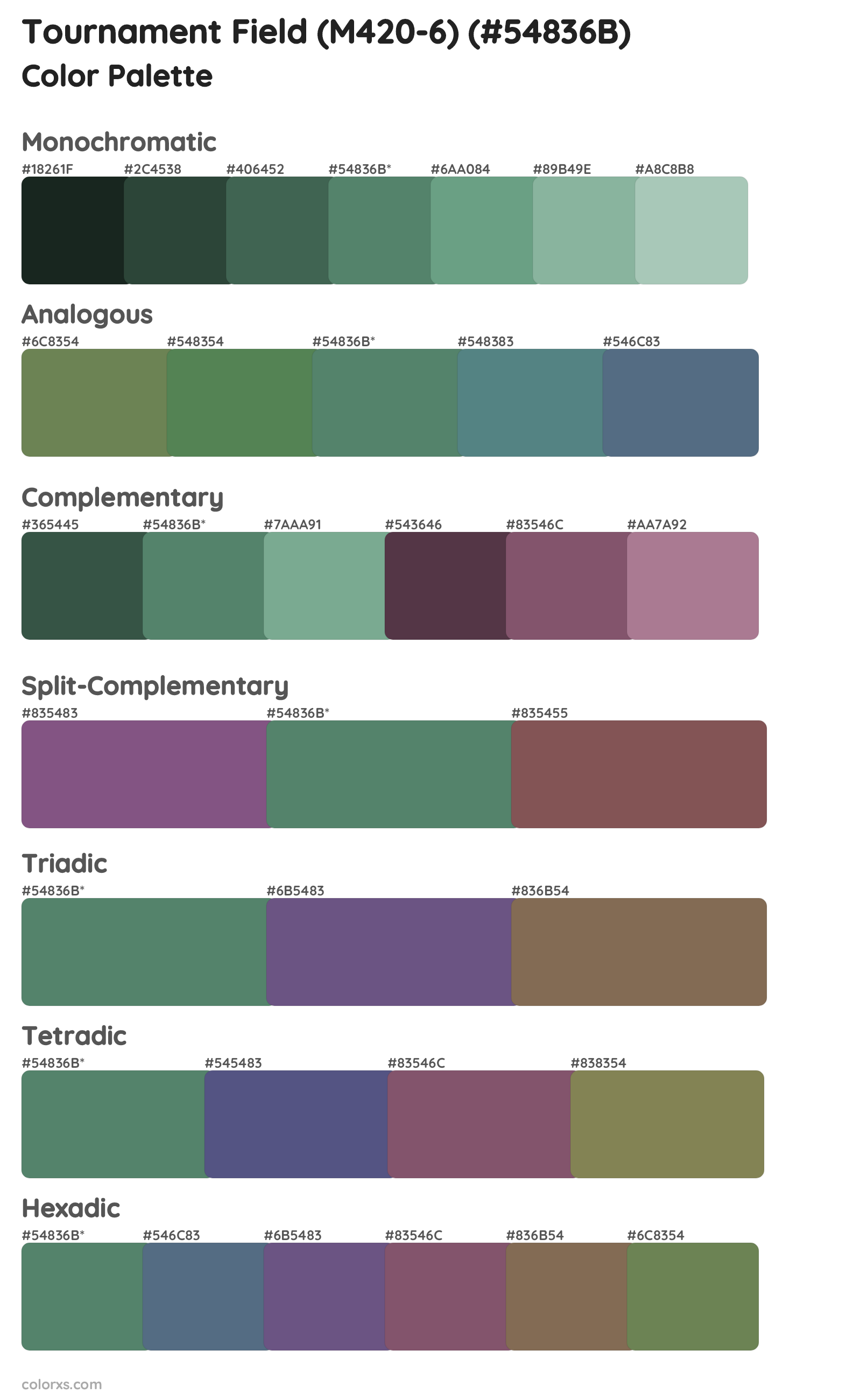 Tournament Field (M420-6) Color Scheme Palettes