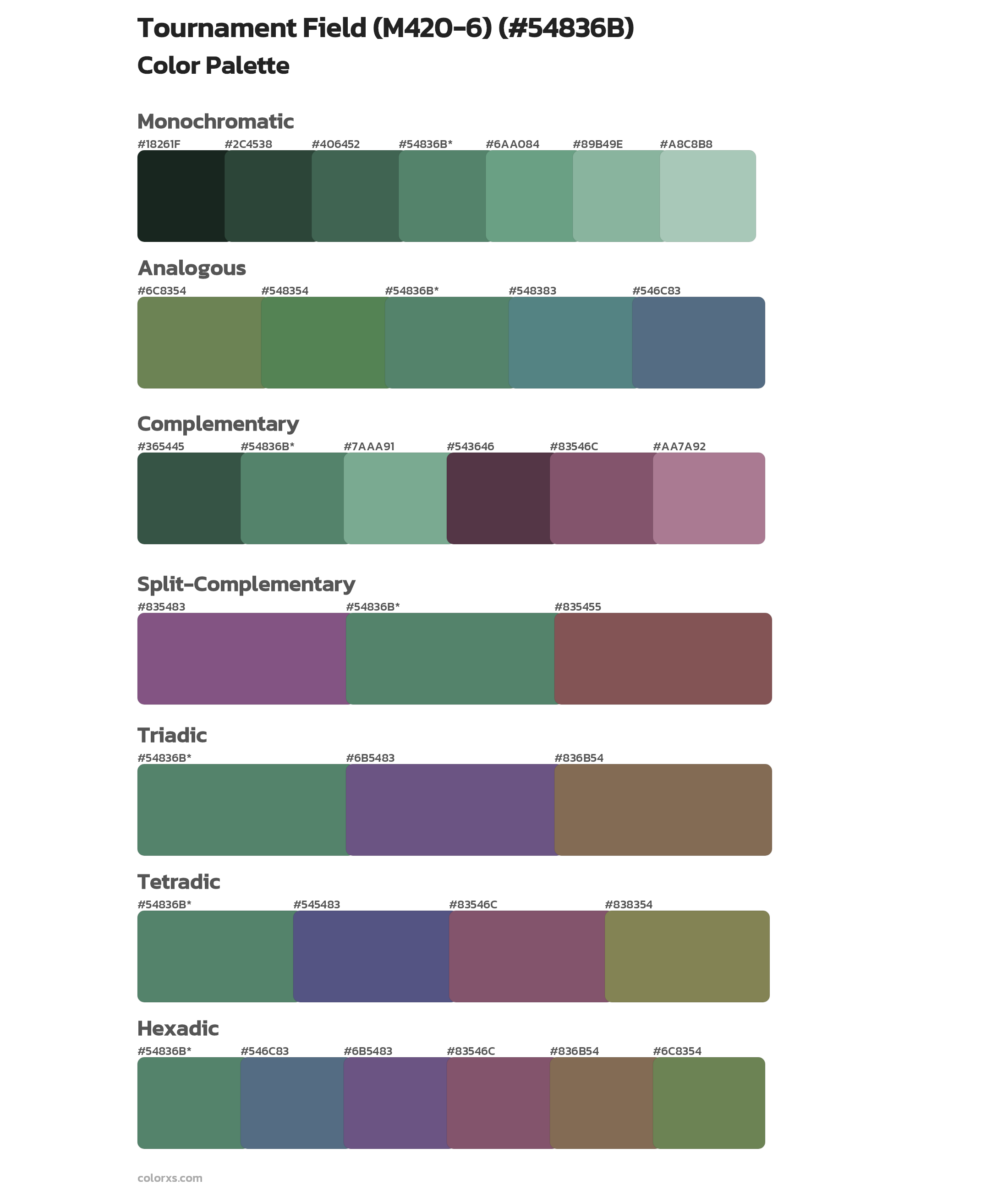 Tournament Field (M420-6) Color Scheme Palettes