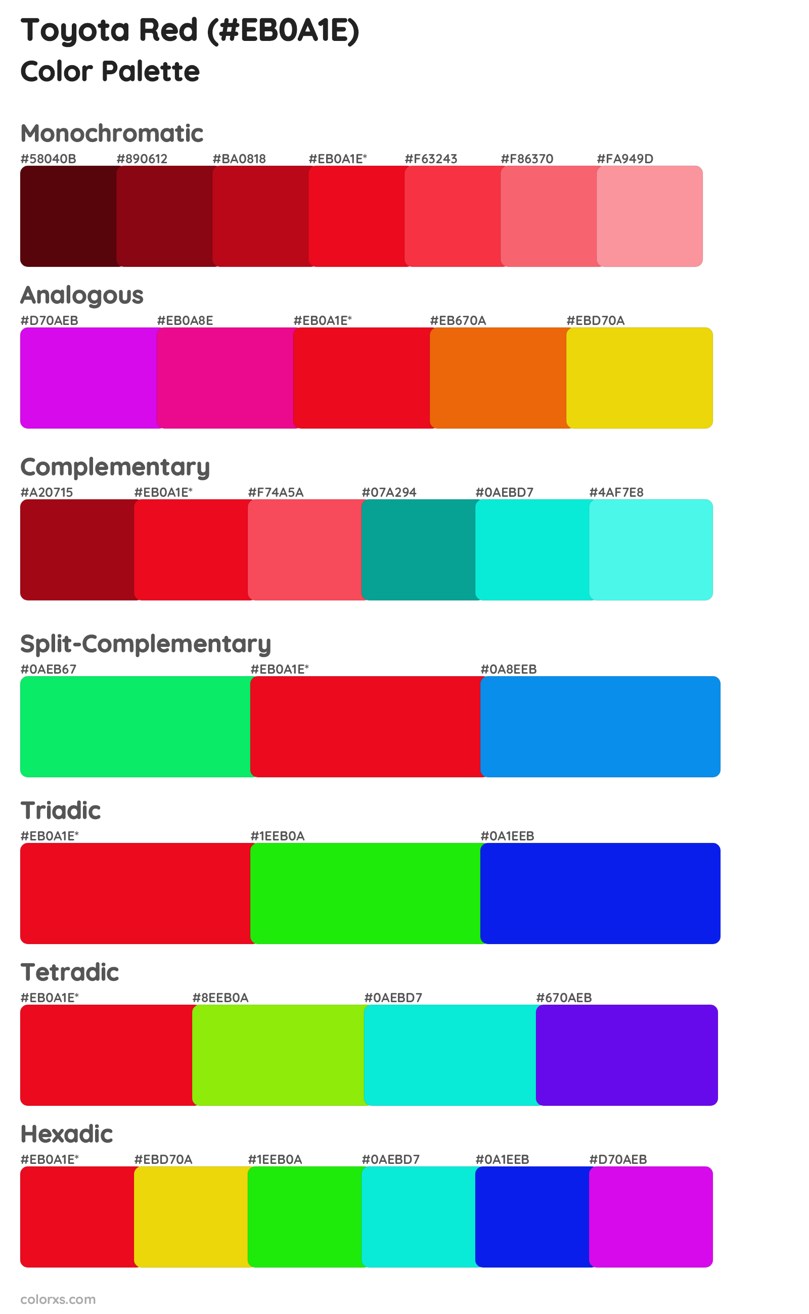 Toyota Red Color Scheme Palettes