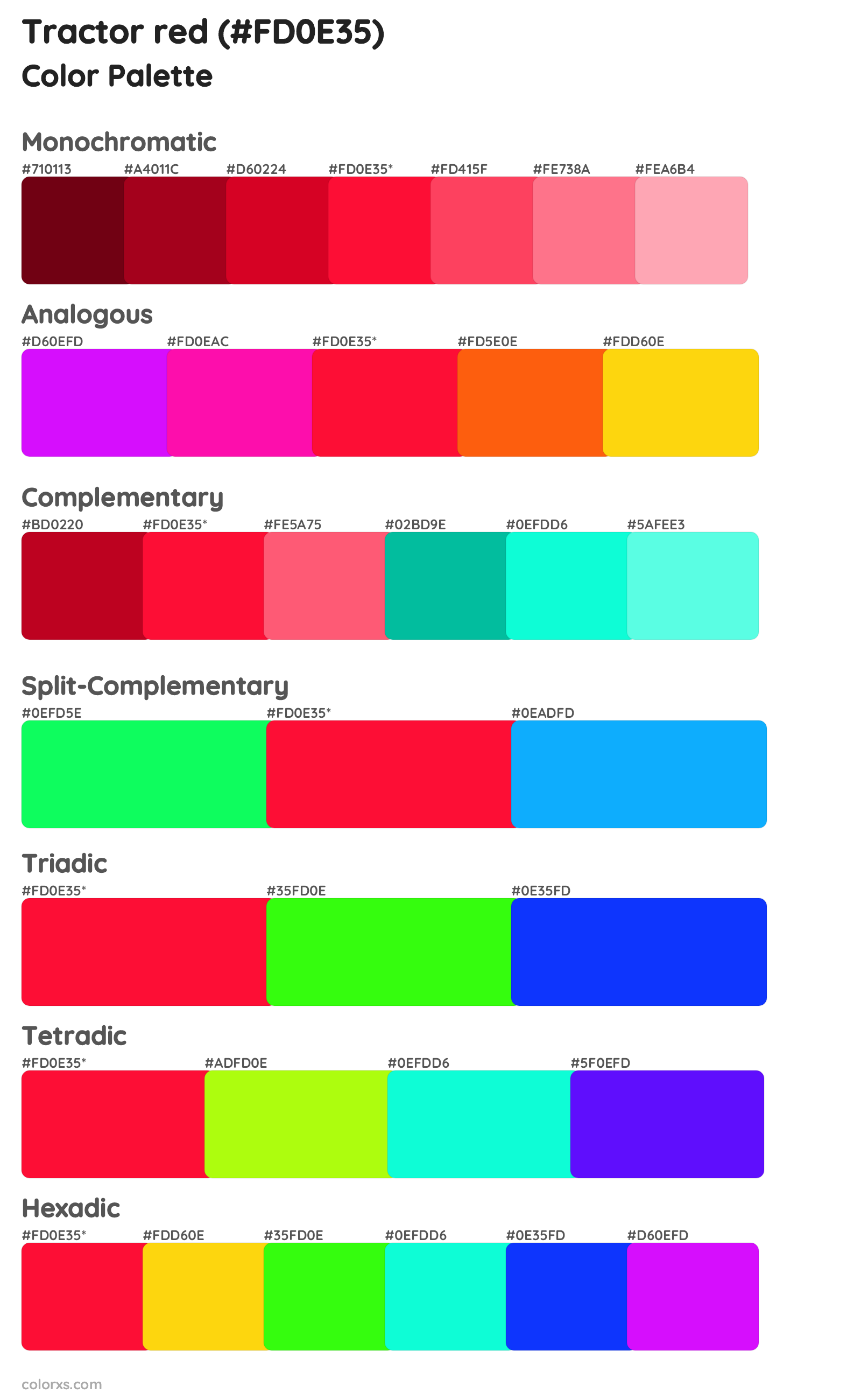 Tractor red Color Scheme Palettes