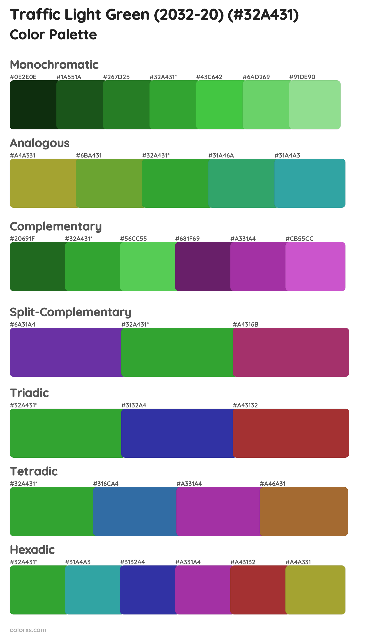 Traffic Light Green (2032-20) Color Scheme Palettes