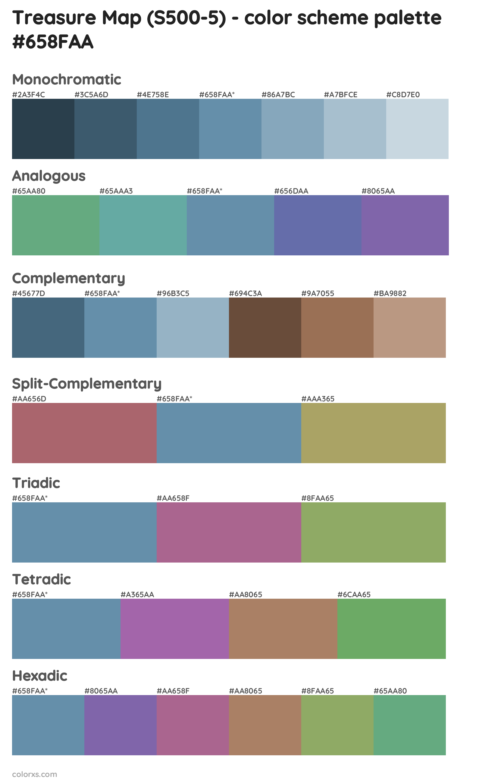 Treasure Map (S500-5) Color Scheme Palettes