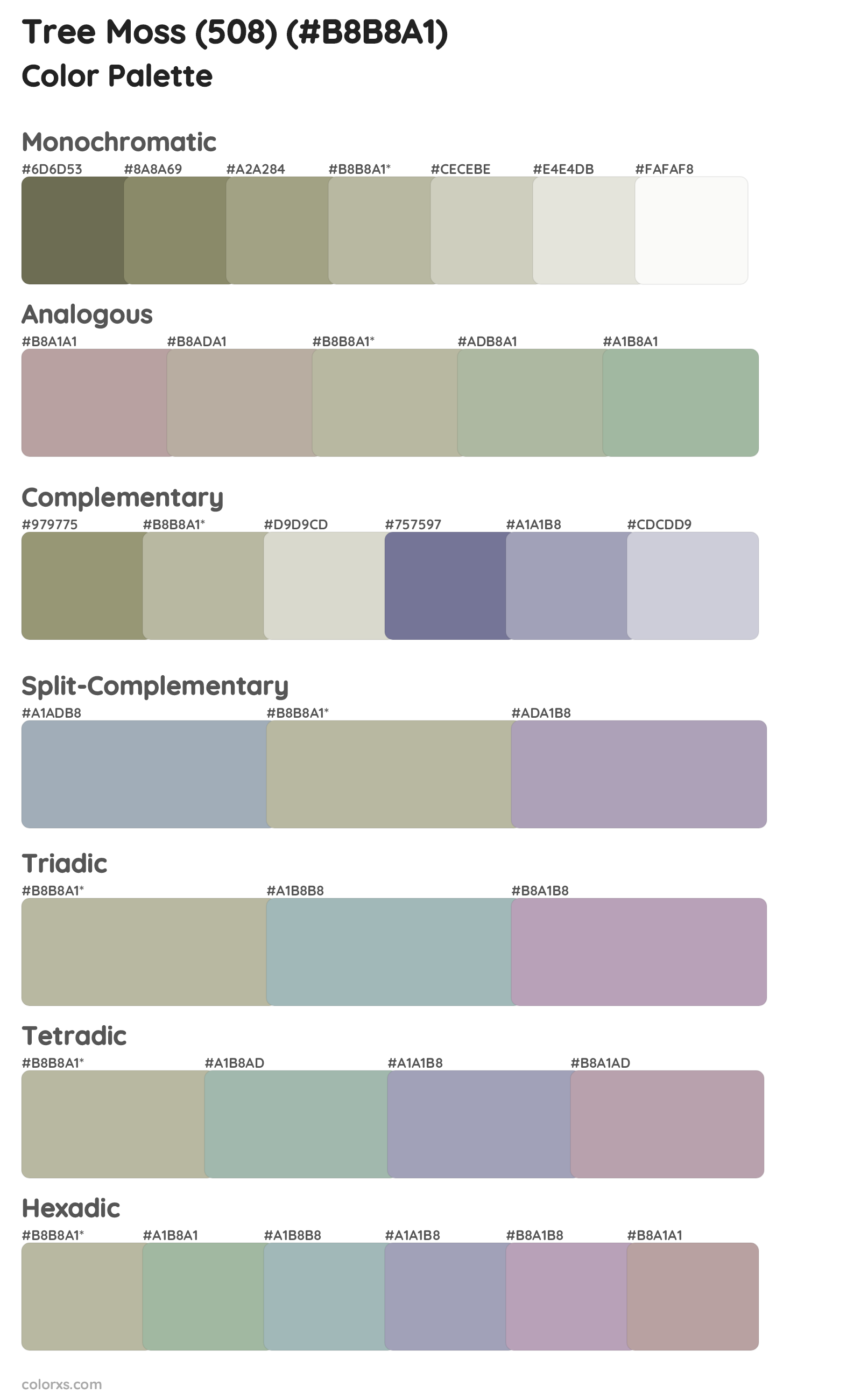 Tree Moss (508) Color Scheme Palettes