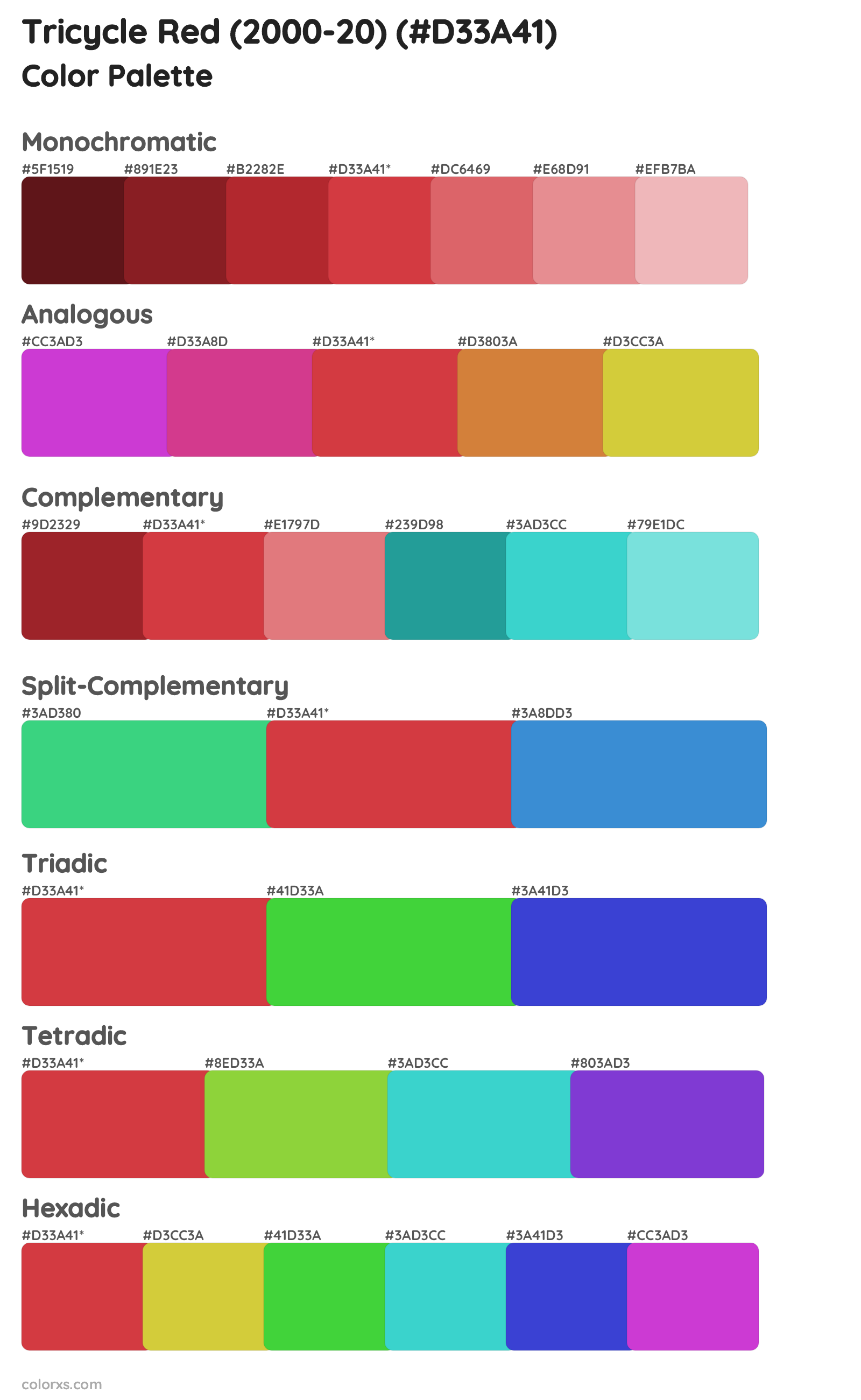 Tricycle Red (2000-20) Color Scheme Palettes
