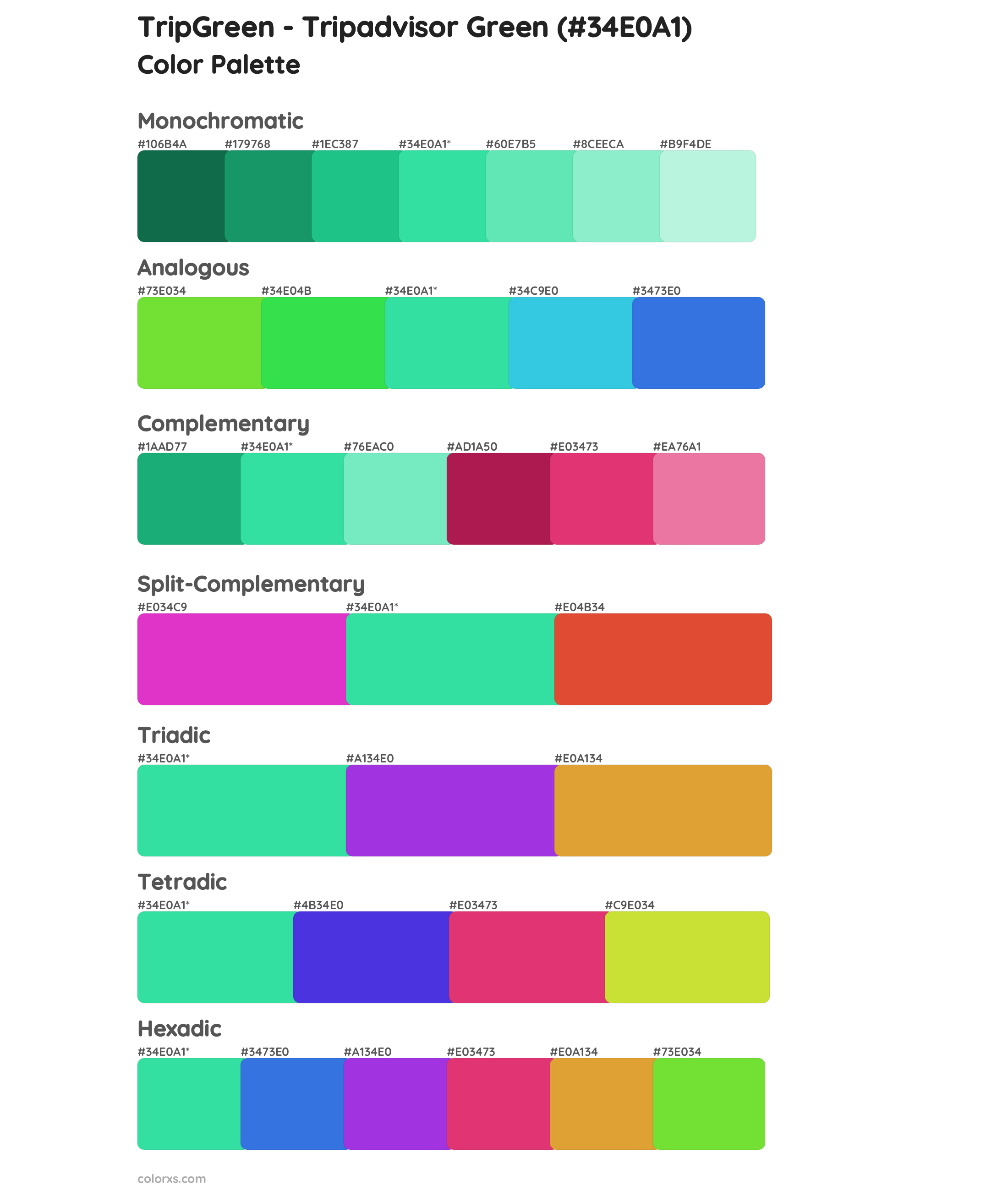 TripGreen - Tripadvisor Green Color Scheme Palettes
