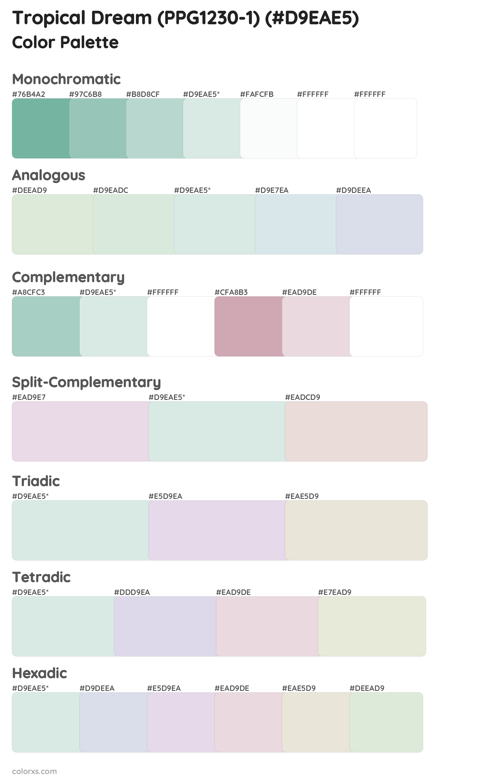 Tropical Dream (PPG1230-1) Color Scheme Palettes
