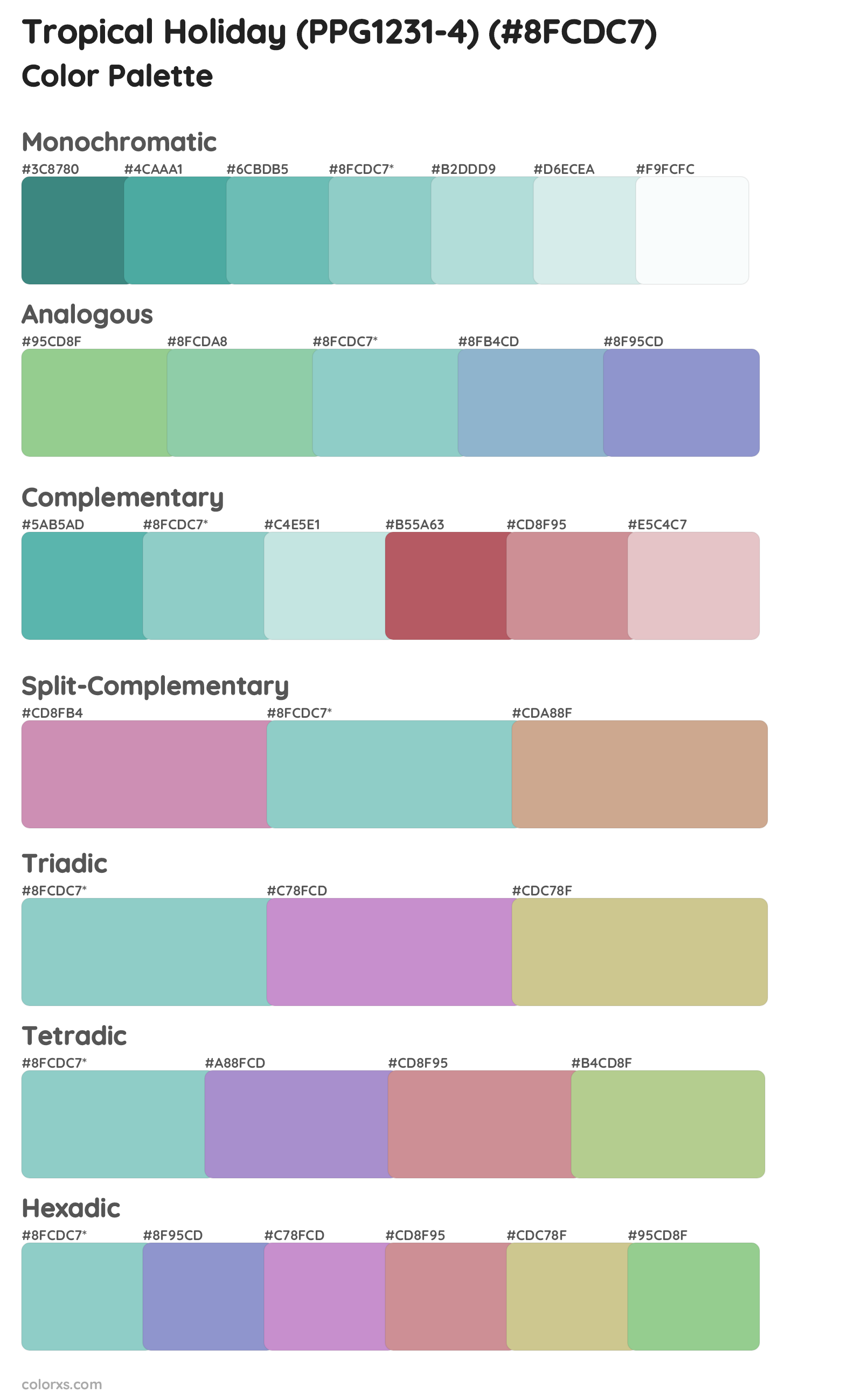 Tropical Holiday (PPG1231-4) Color Scheme Palettes