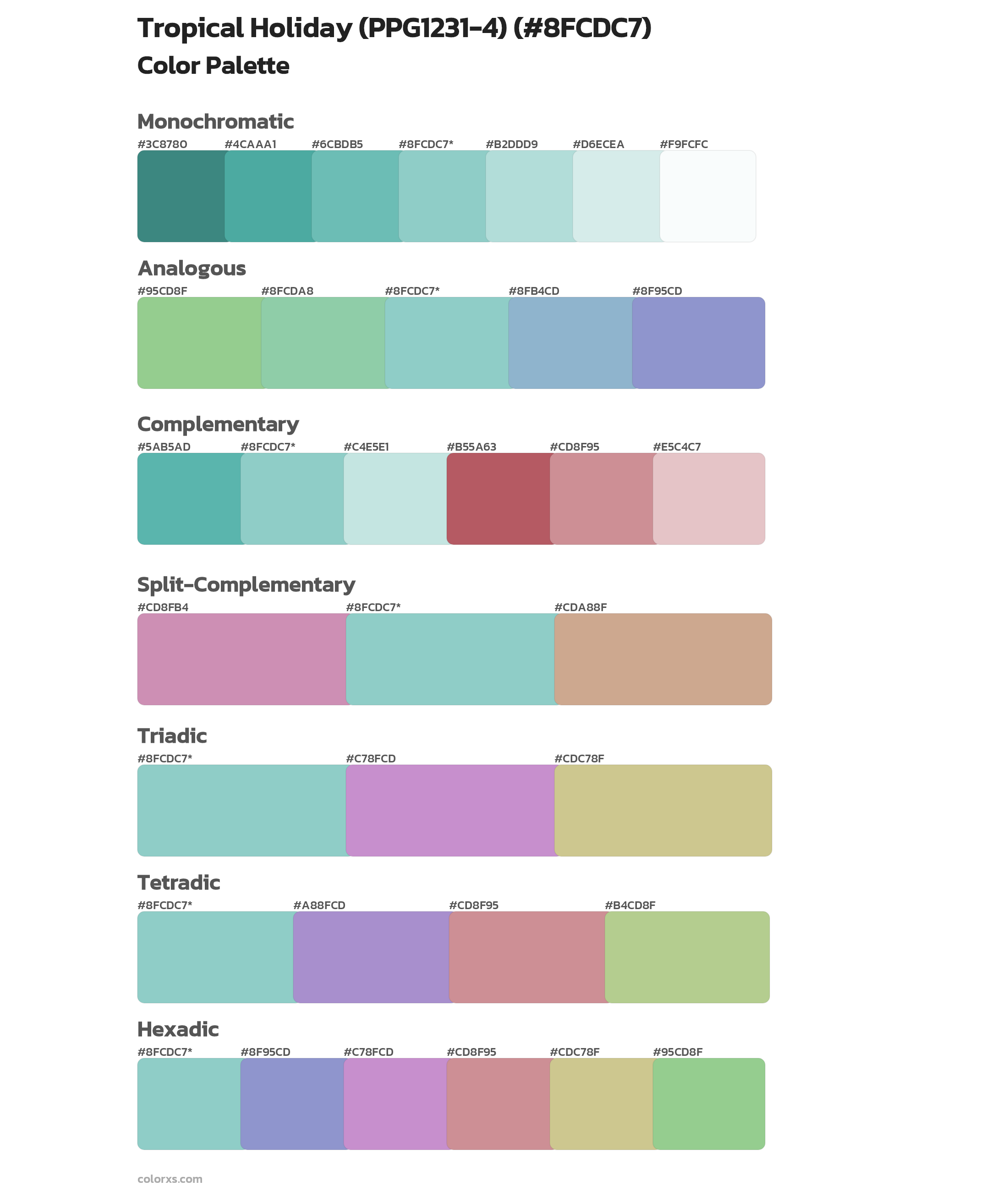 Tropical Holiday (PPG1231-4) Color Scheme Palettes