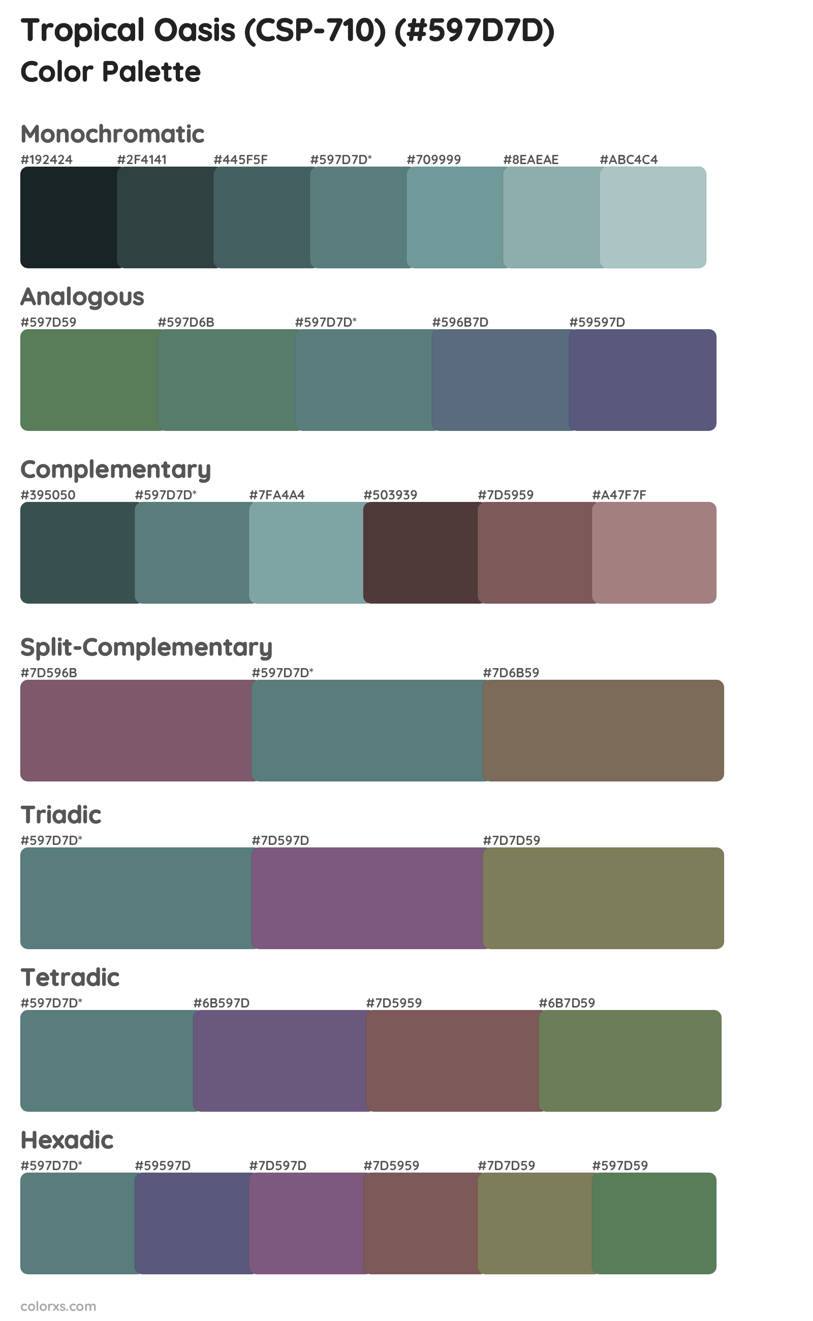 Tropical Oasis (CSP-710) Color Scheme Palettes