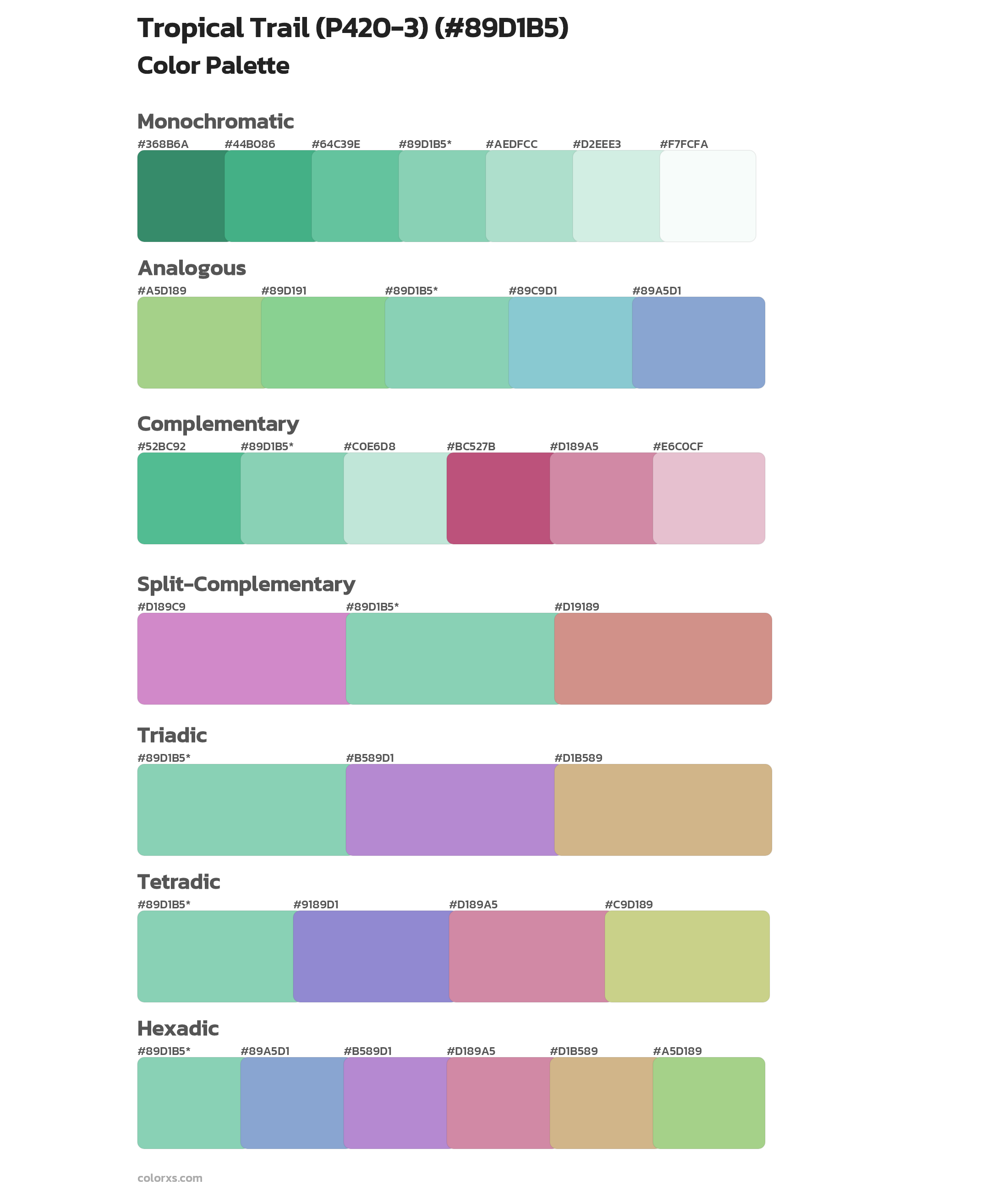 Tropical Trail (P420-3) Color Scheme Palettes