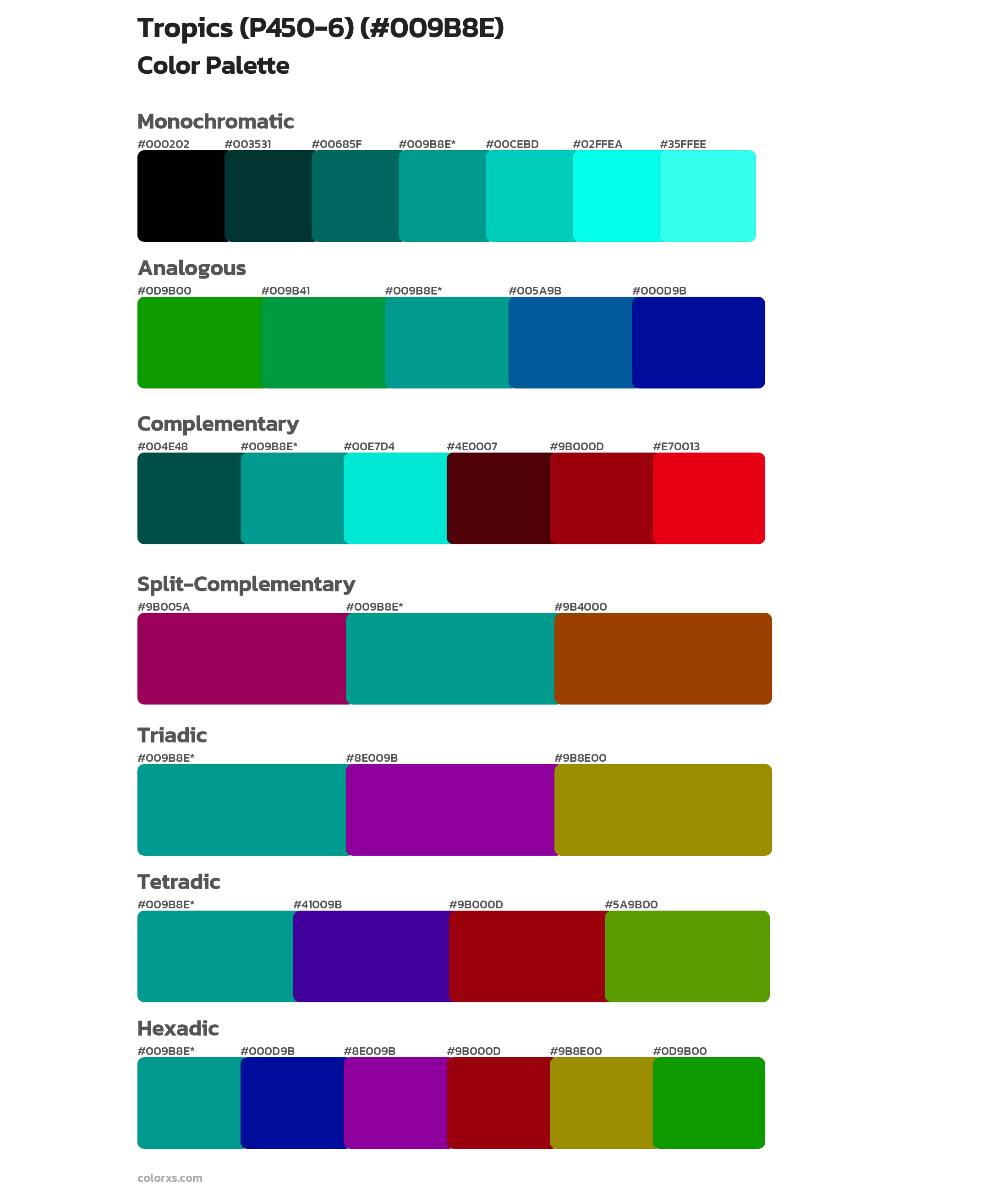 Tropics (P450-6) Color Scheme Palettes