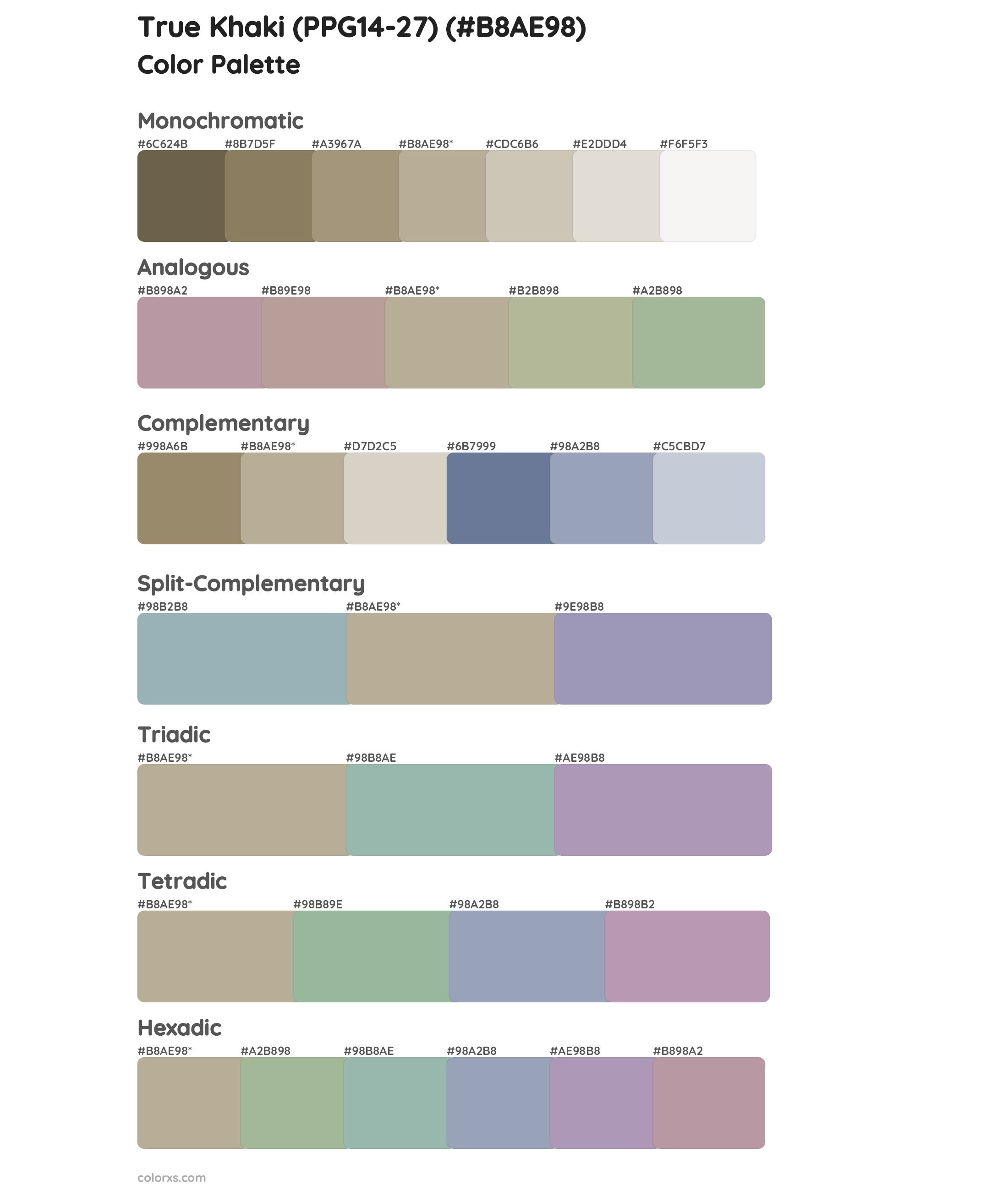 True Khaki (PPG14-27) Color Scheme Palettes