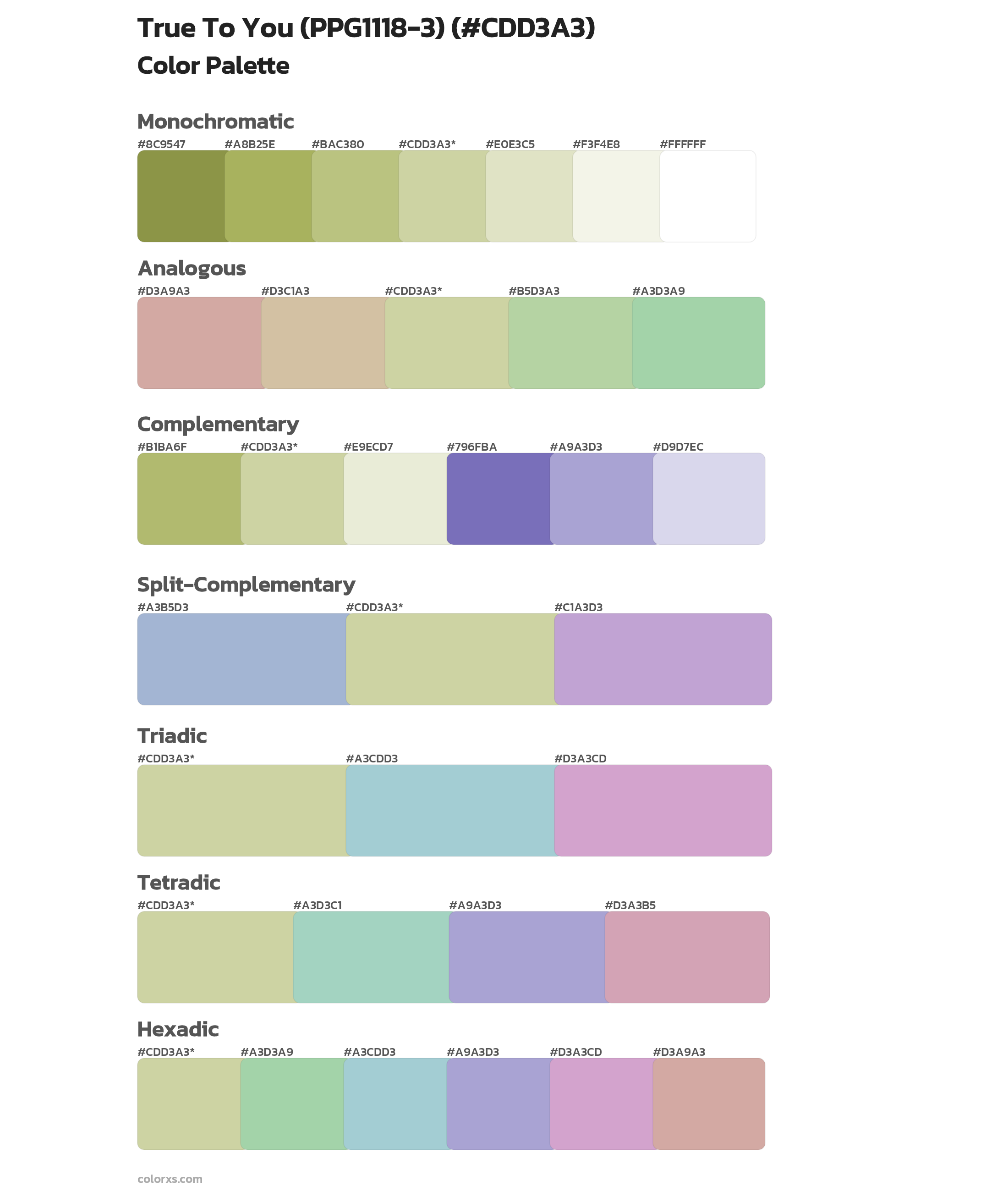 True To You (PPG1118-3) Color Scheme Palettes