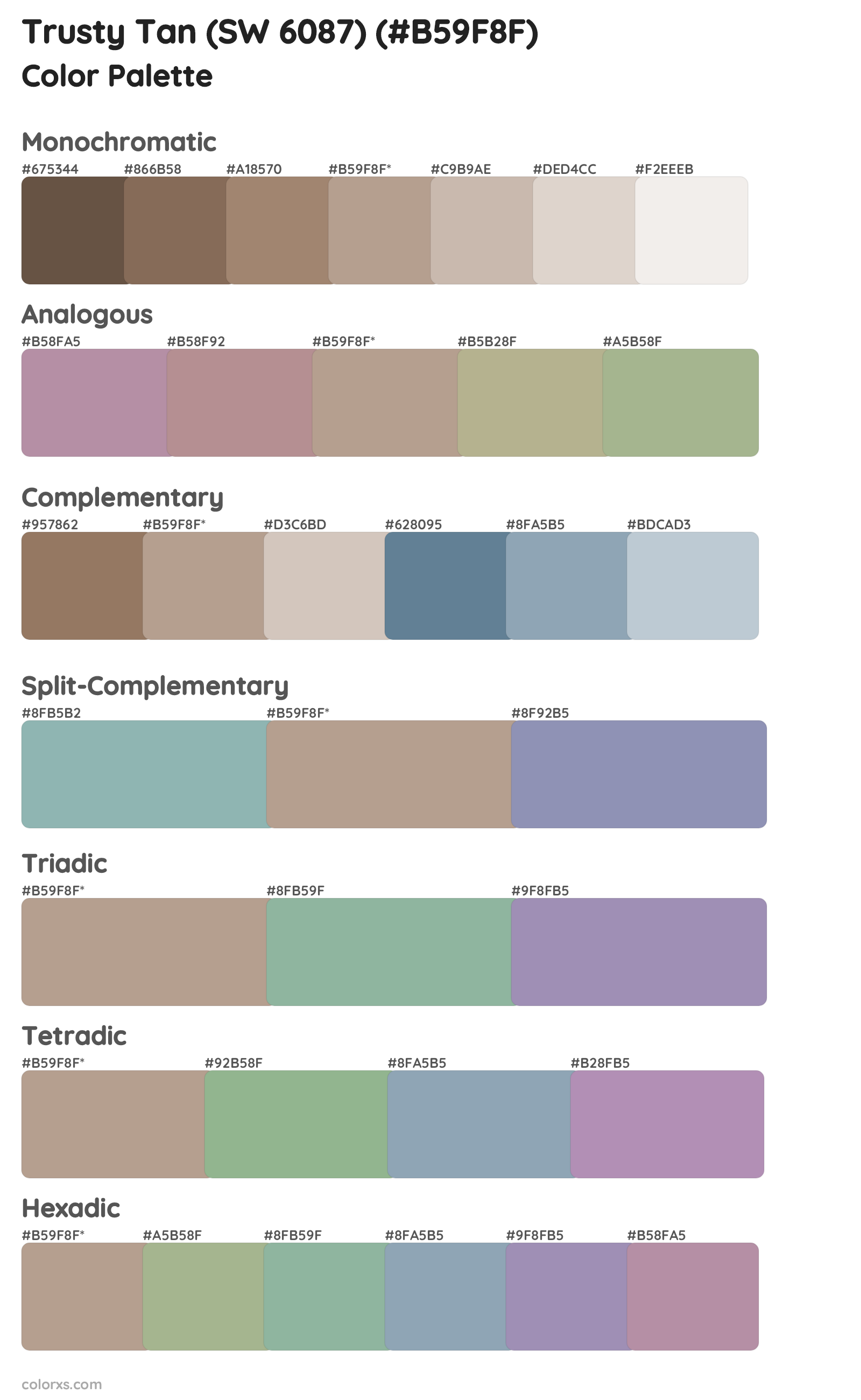 Trusty Tan (SW 6087) Color Scheme Palettes