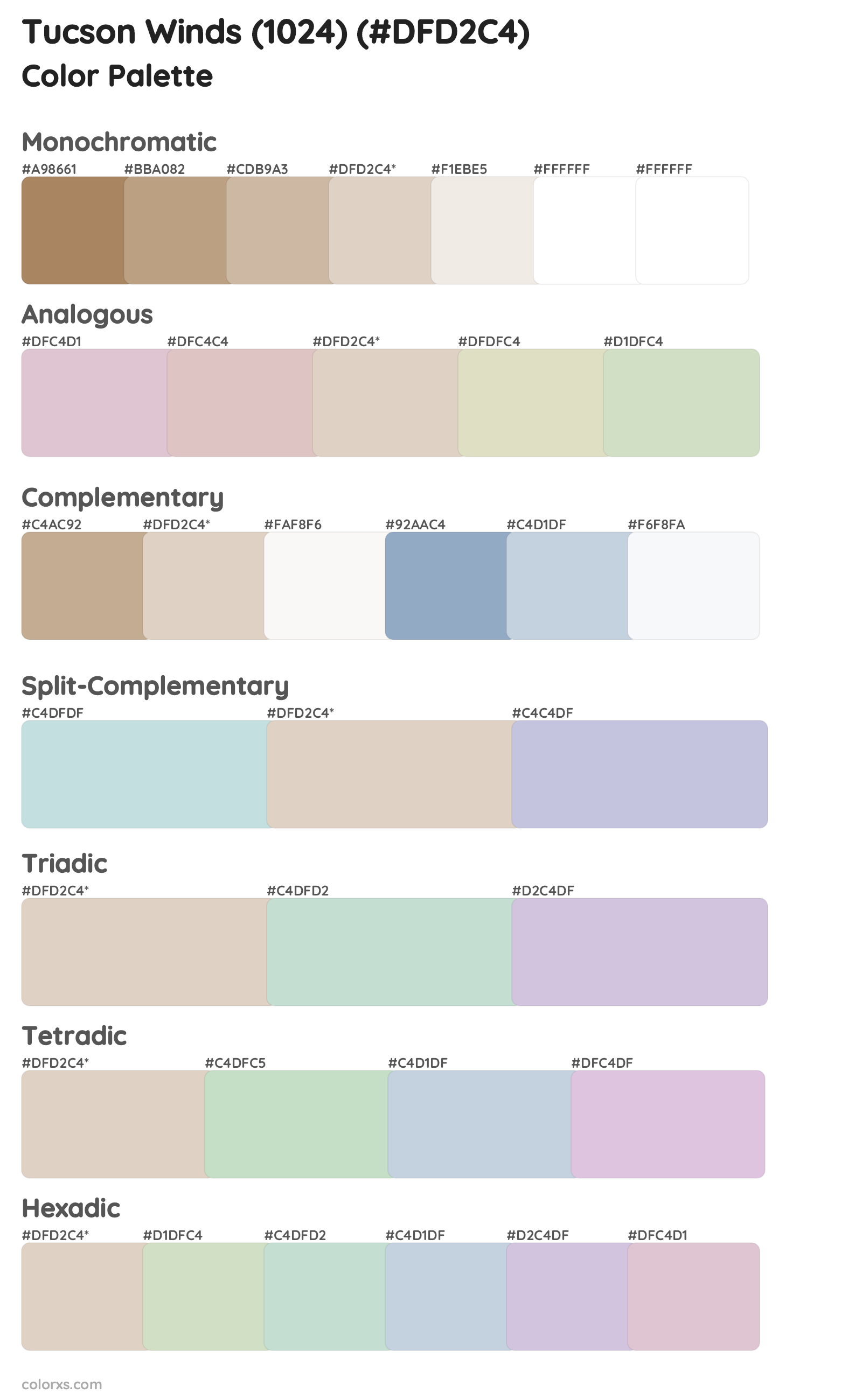 Tucson Winds (1024) Color Scheme Palettes