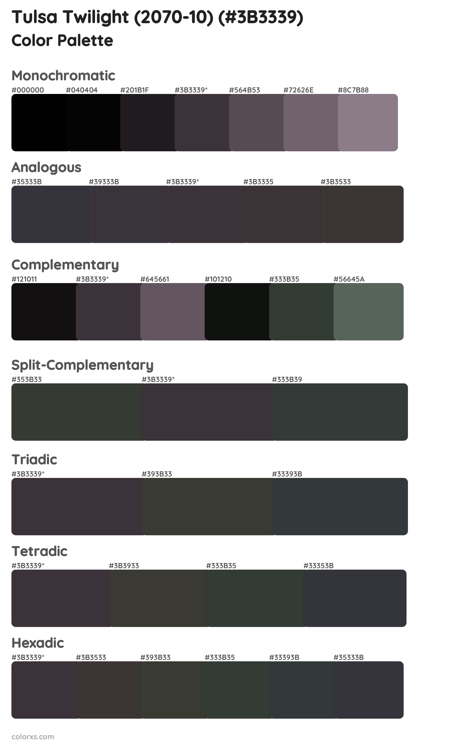 Tulsa Twilight (2070-10) Color Scheme Palettes