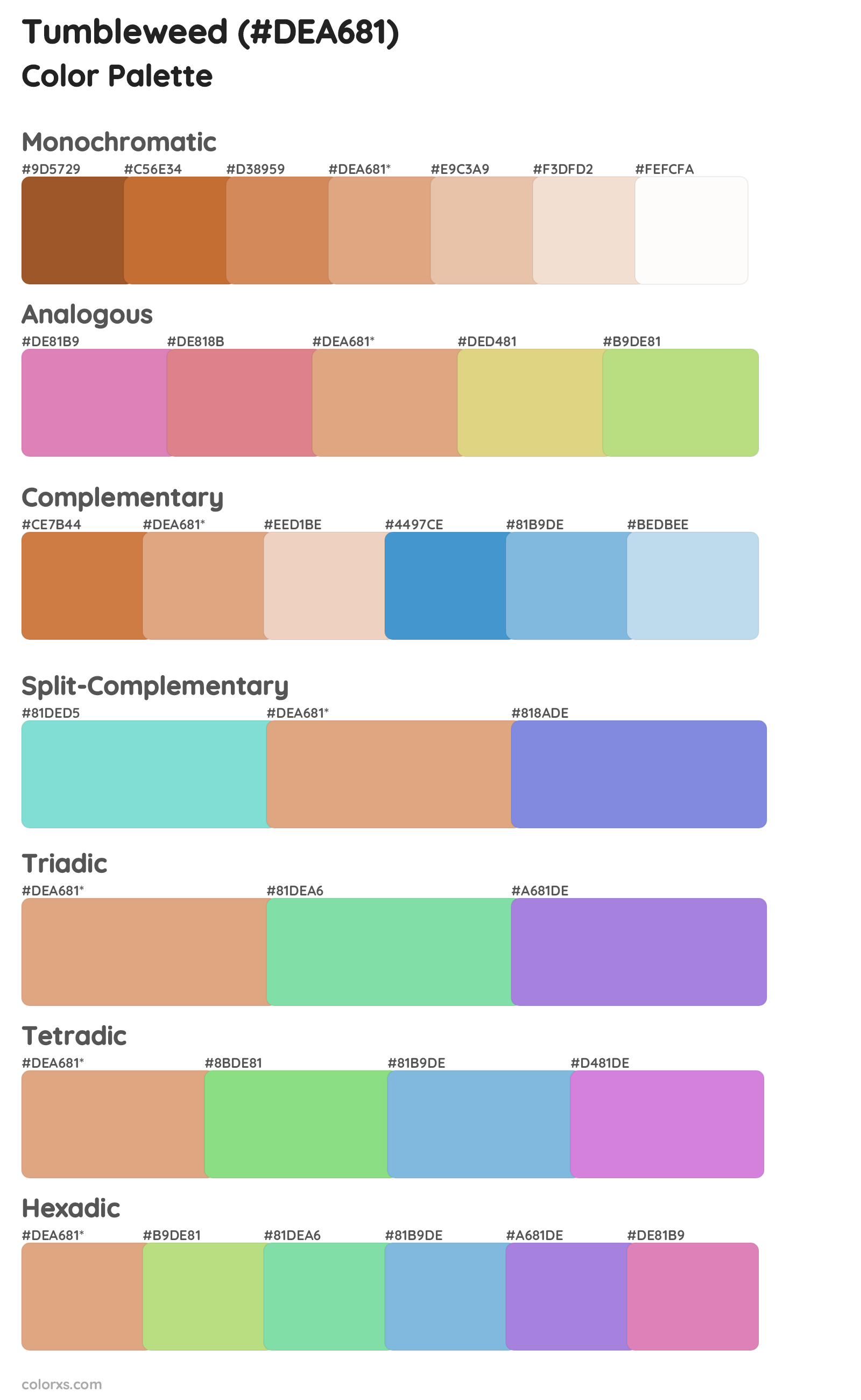 Tumbleweed Color Scheme Palettes