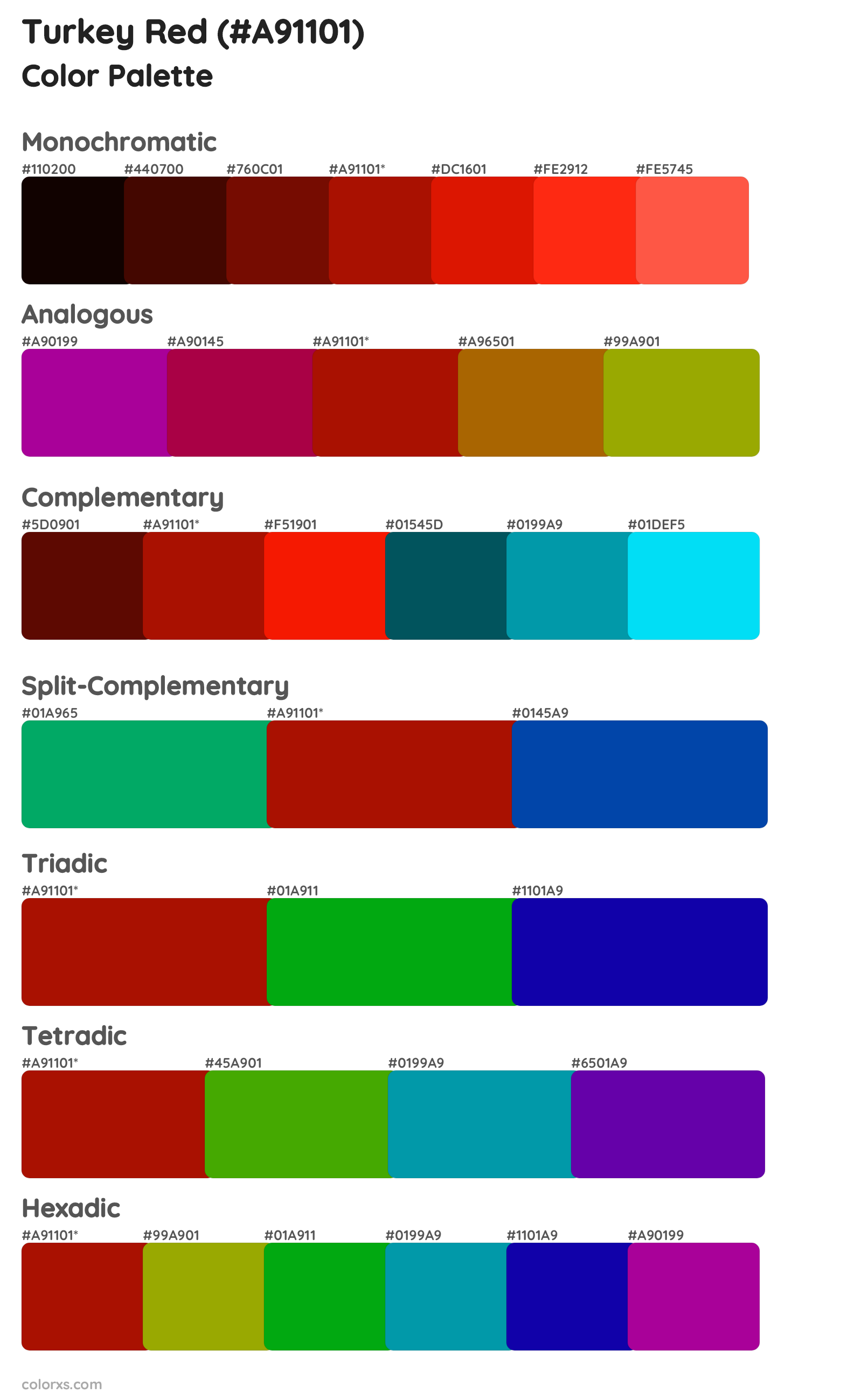 Turkey Red Color Scheme Palettes