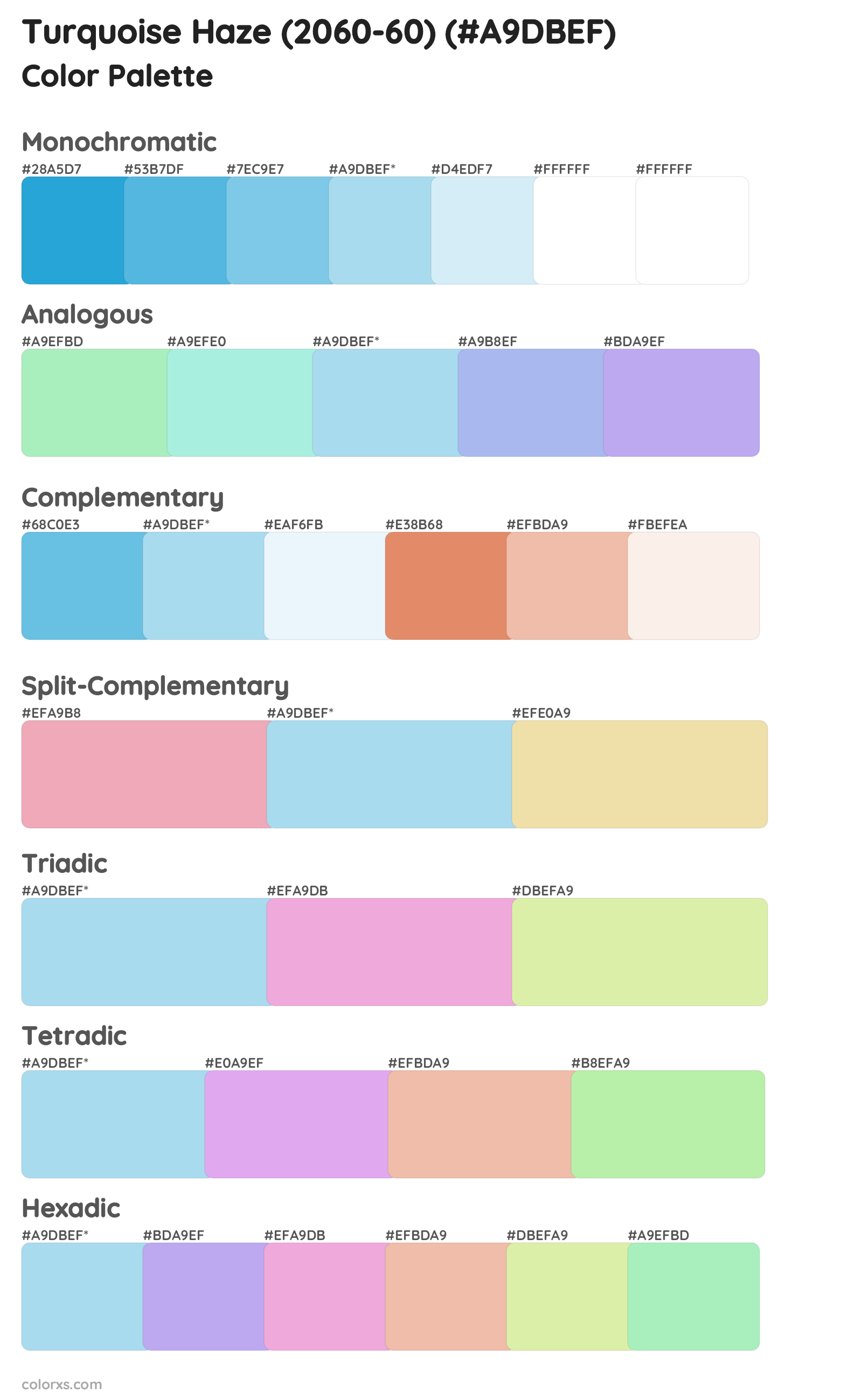 Turquoise Haze (2060-60) Color Scheme Palettes