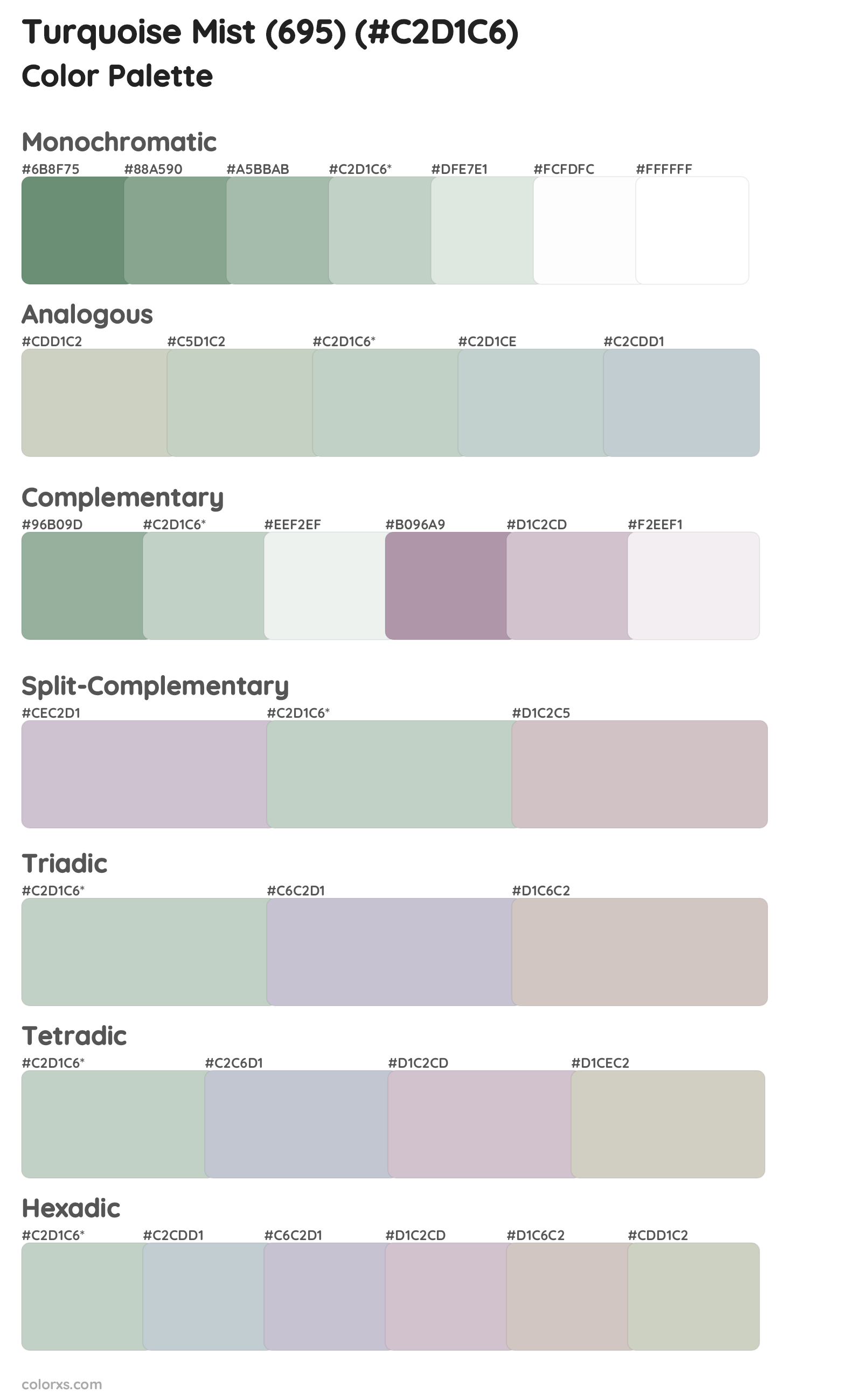 Turquoise Mist (695) Color Scheme Palettes