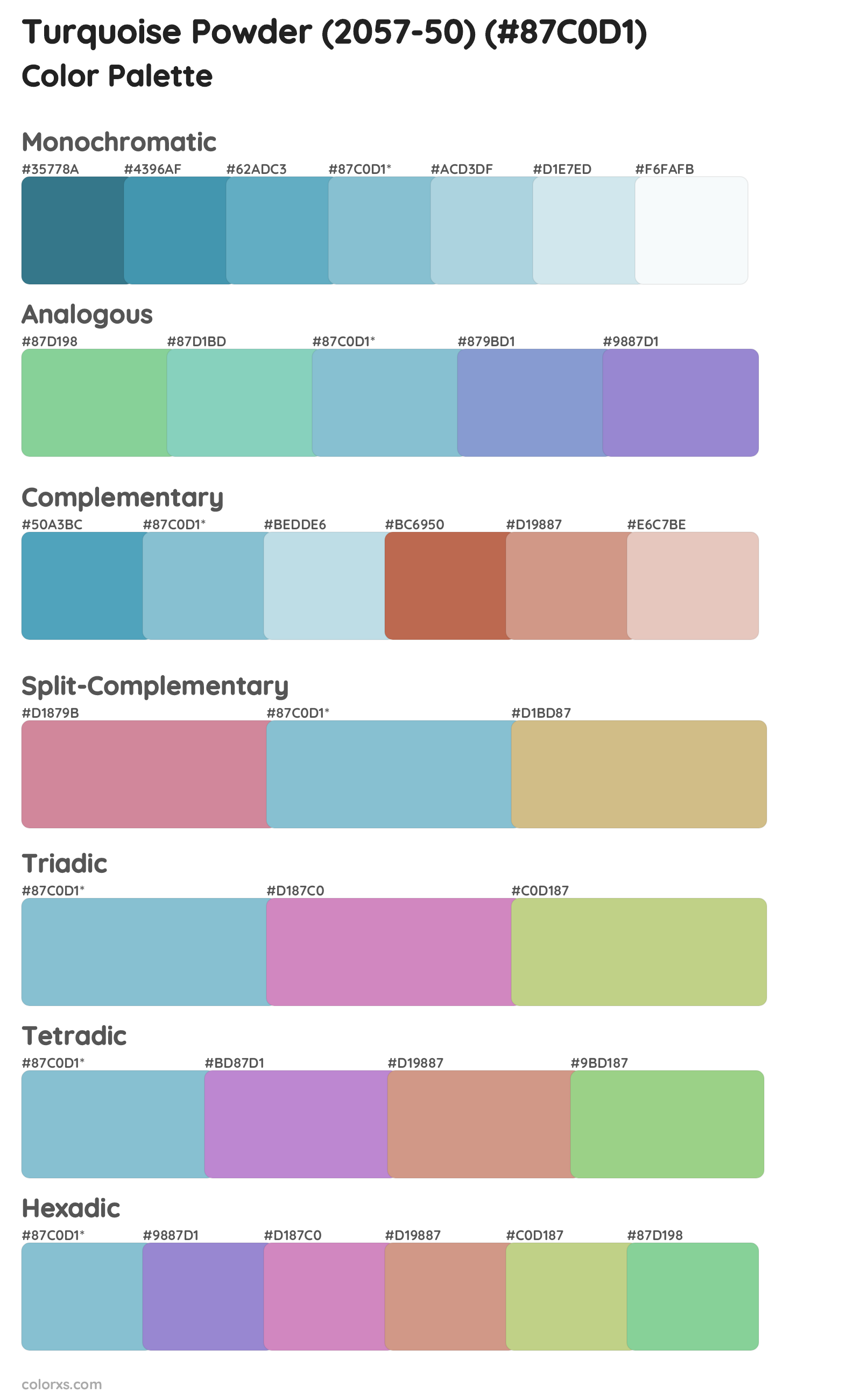 Turquoise Powder (2057-50) Color Scheme Palettes