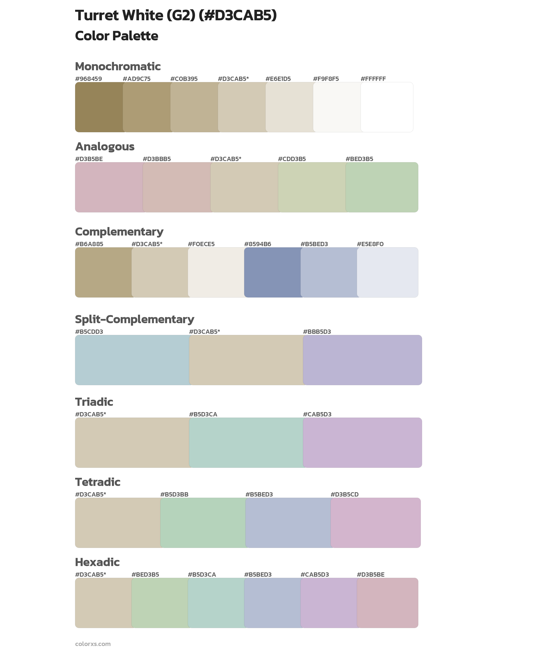 Turret White (G2) Color Scheme Palettes