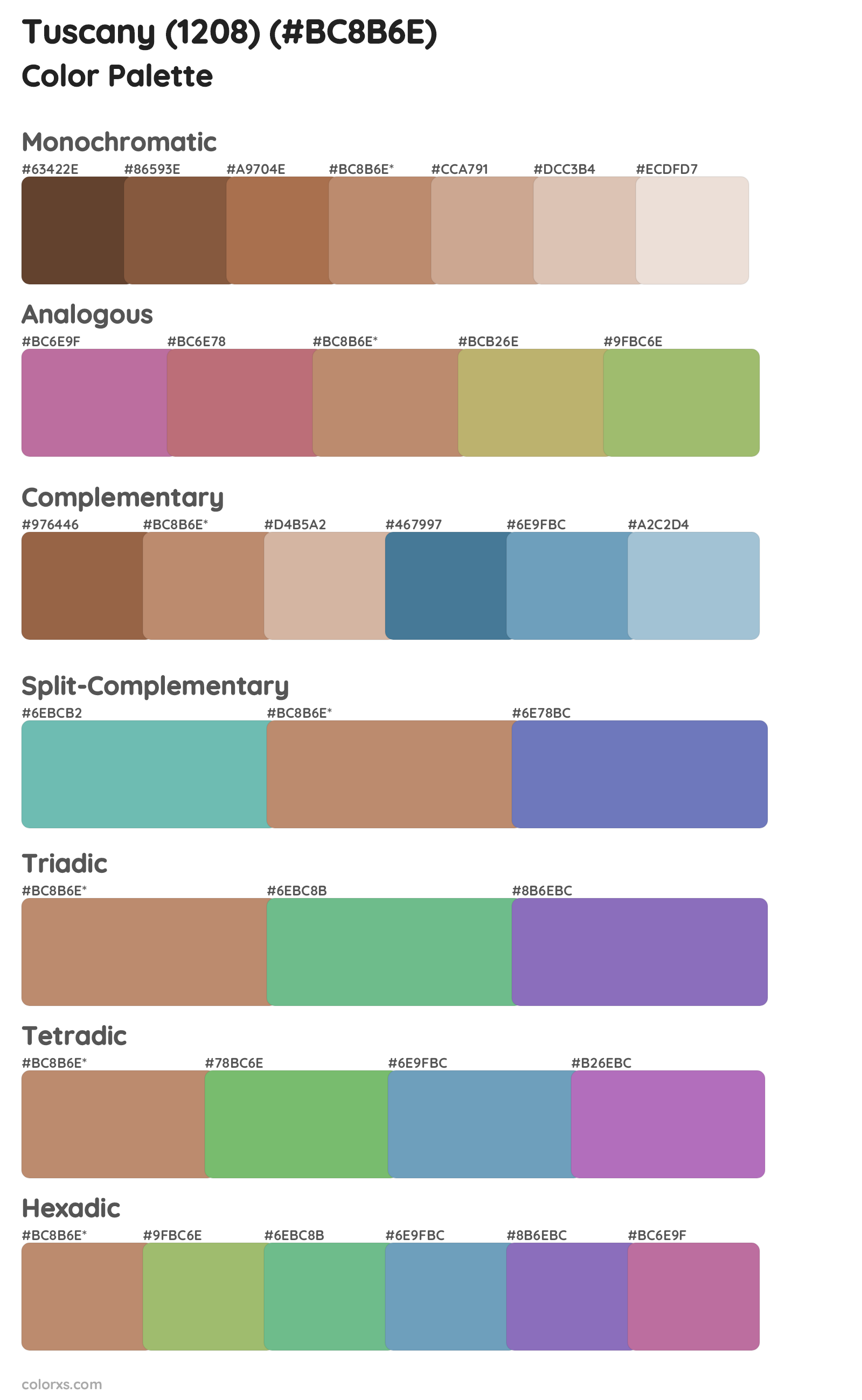Tuscany (1208) Color Scheme Palettes