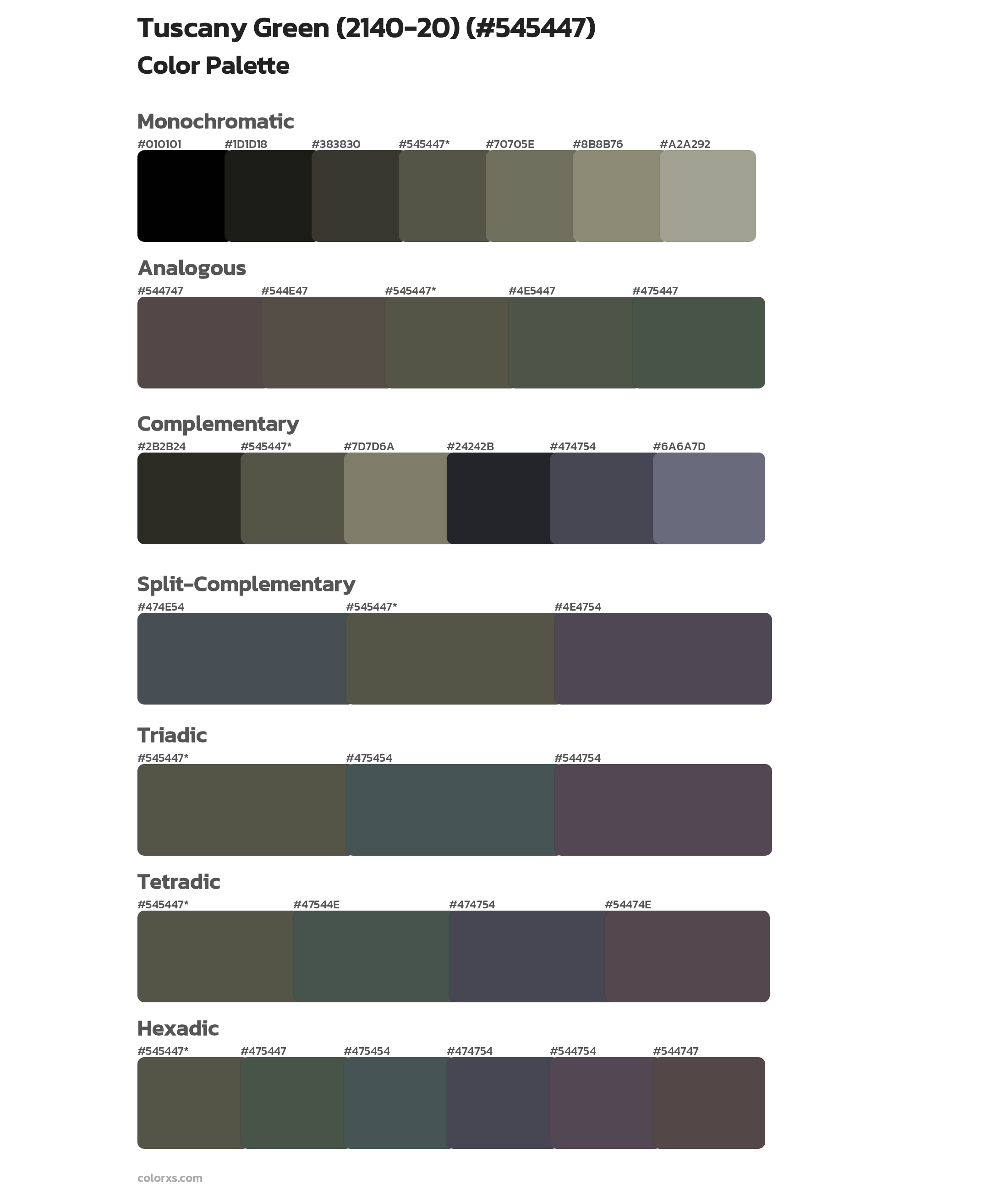Tuscany Green (2140-20) Color Scheme Palettes