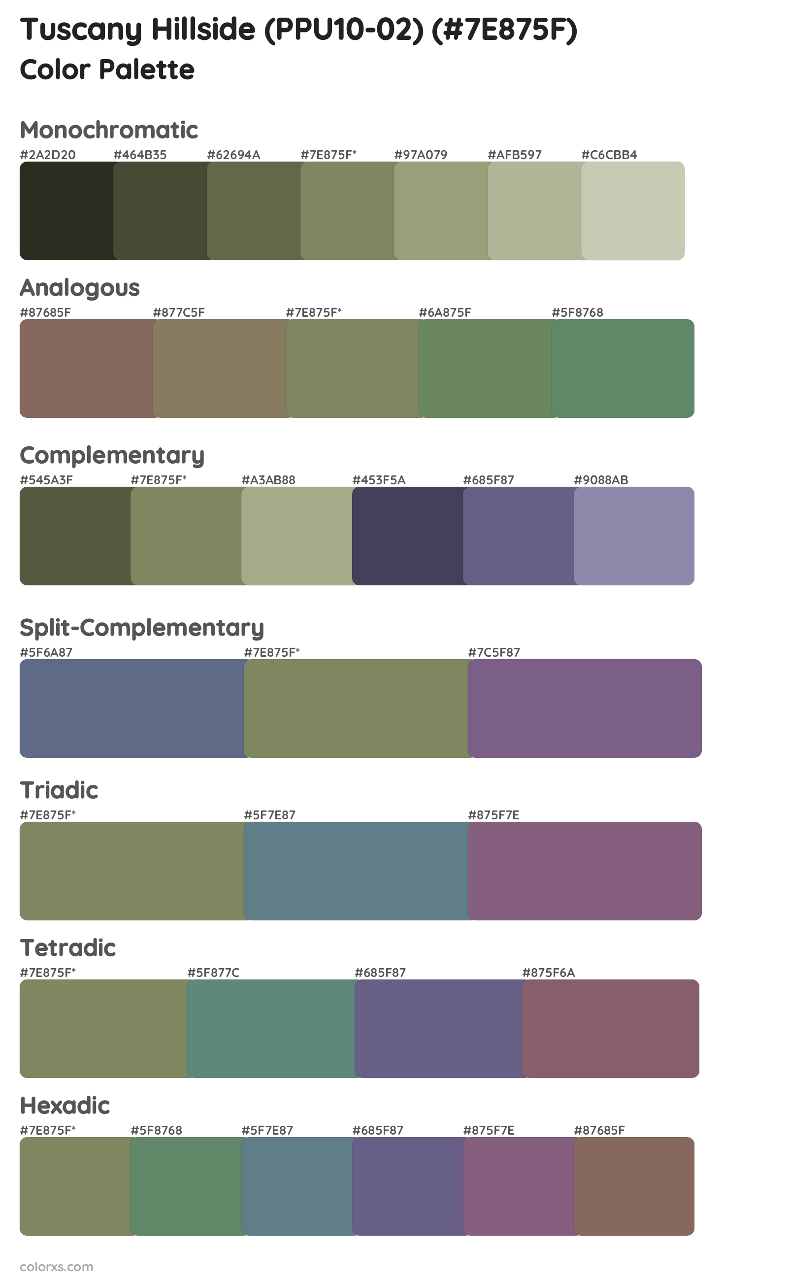 Tuscany Hillside (PPU10-02) Color Scheme Palettes
