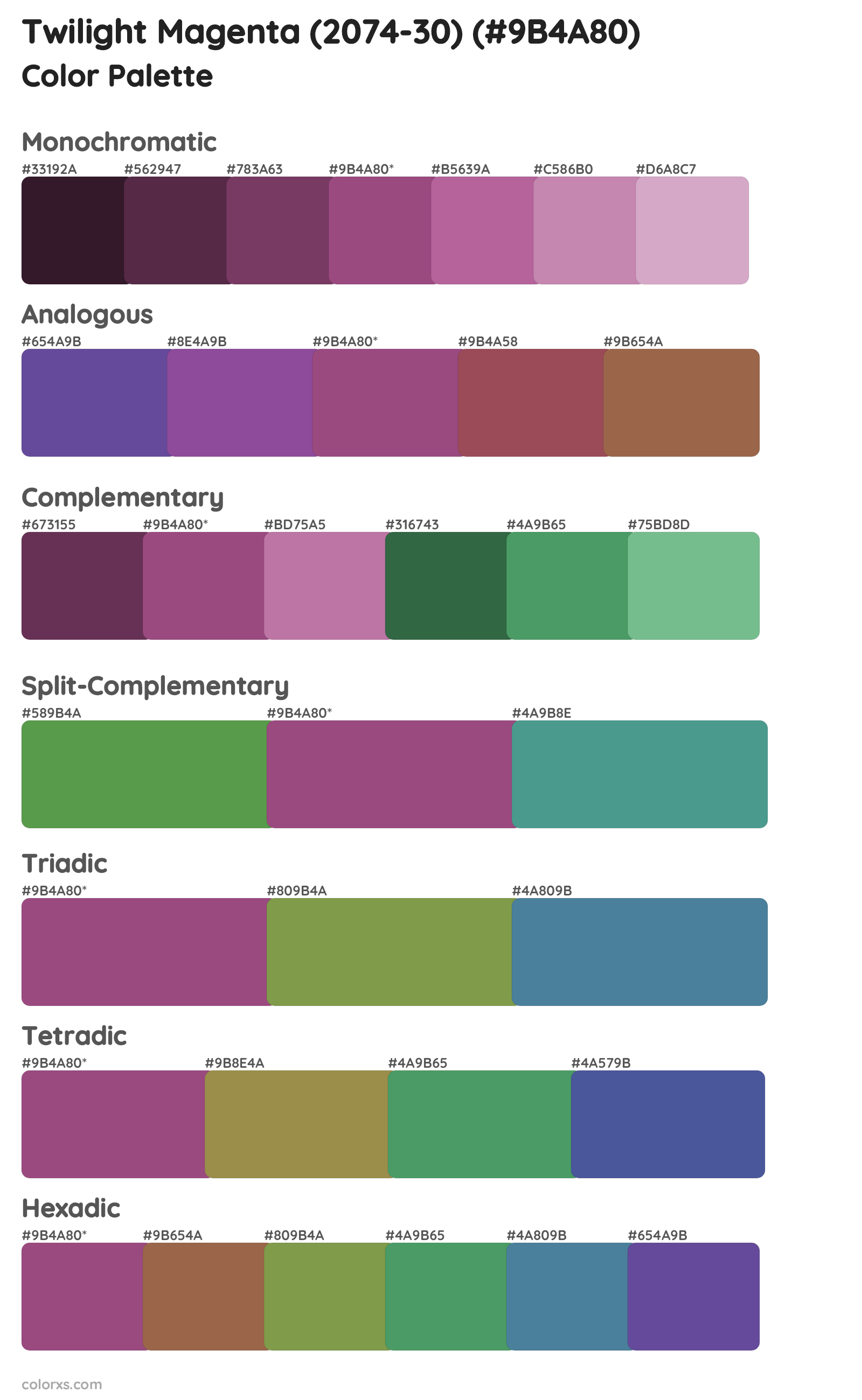 Twilight Magenta (2074-30) Color Scheme Palettes