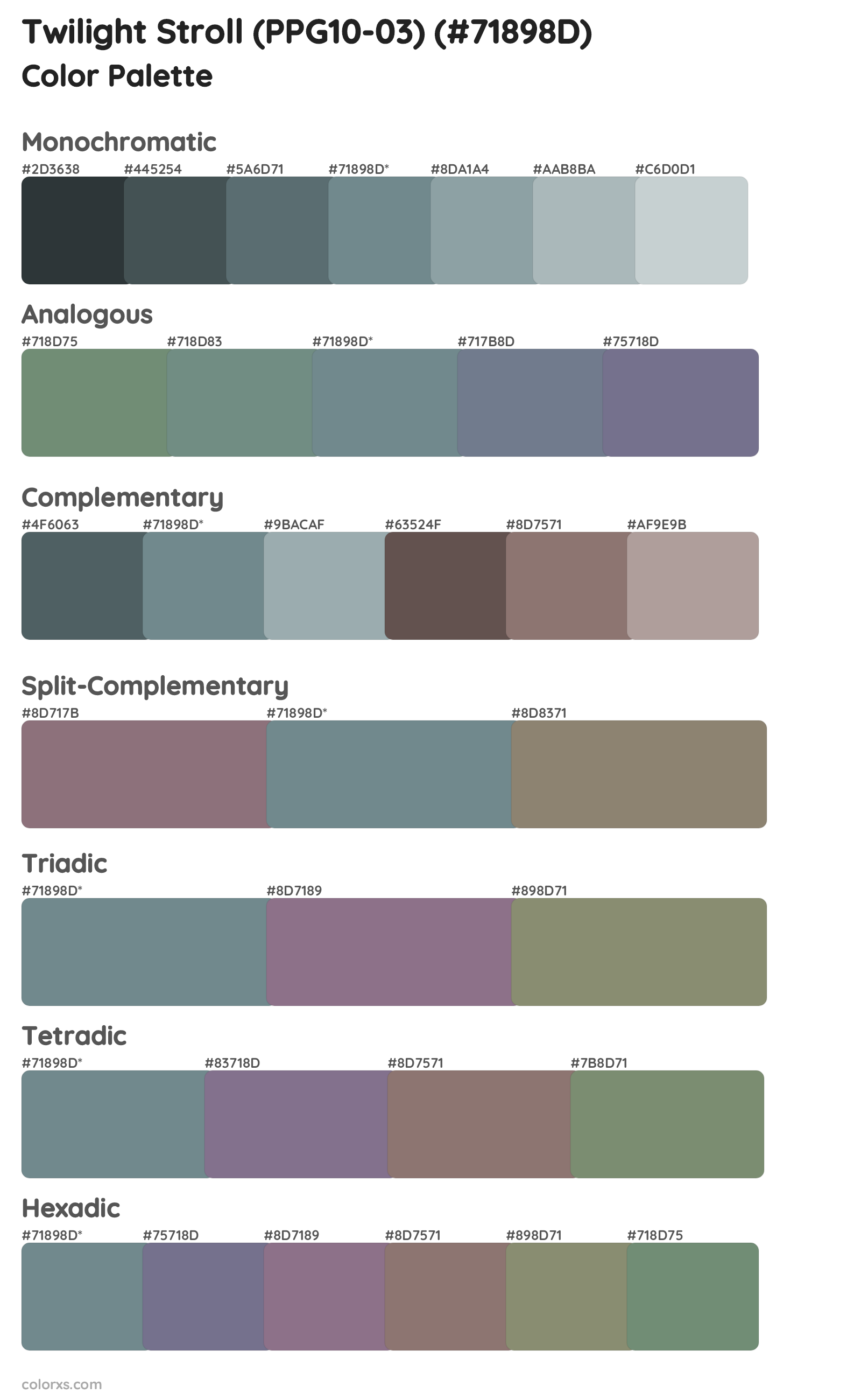 Twilight Stroll (PPG10-03) Color Scheme Palettes