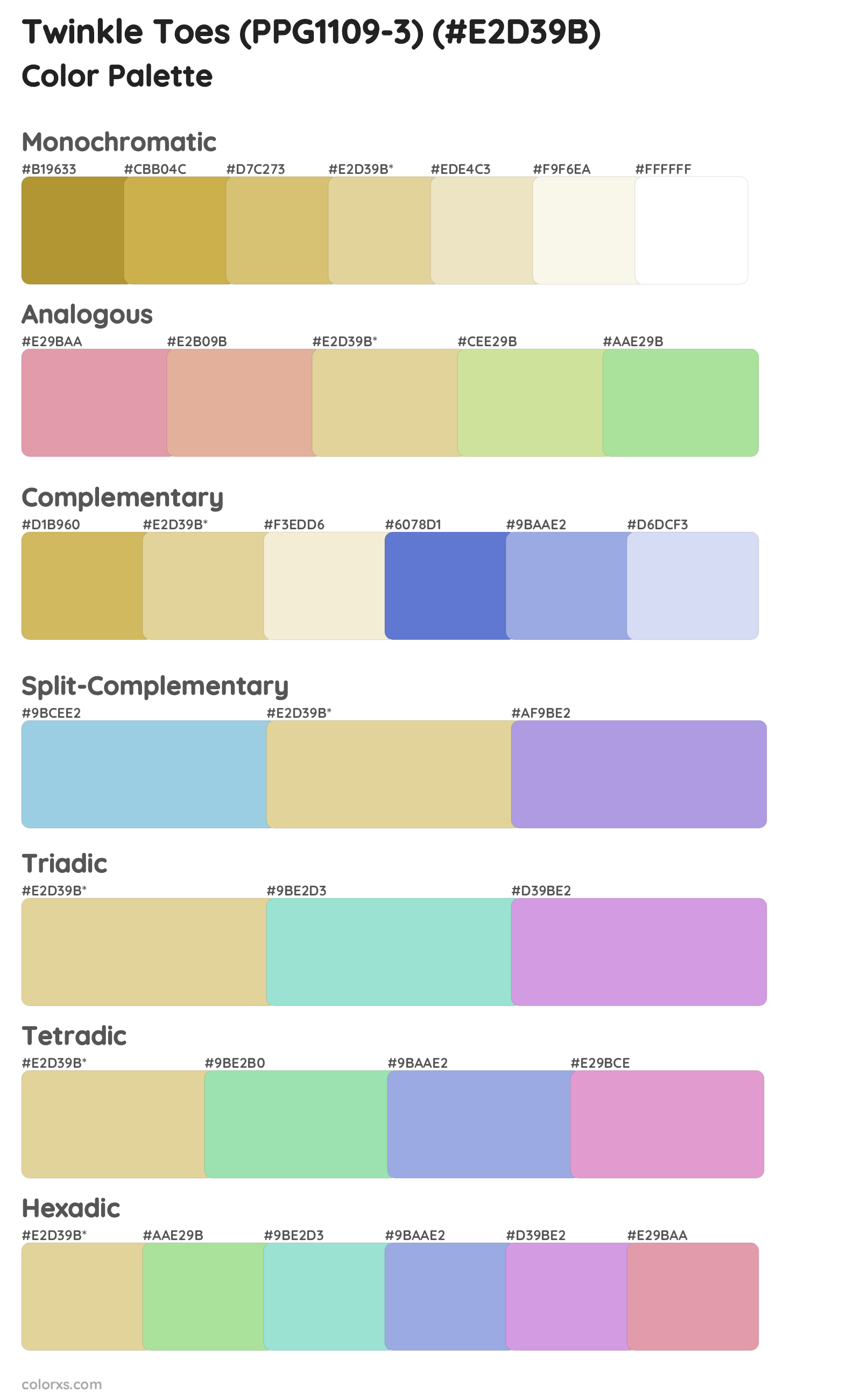Twinkle Toes (PPG1109-3) Color Scheme Palettes