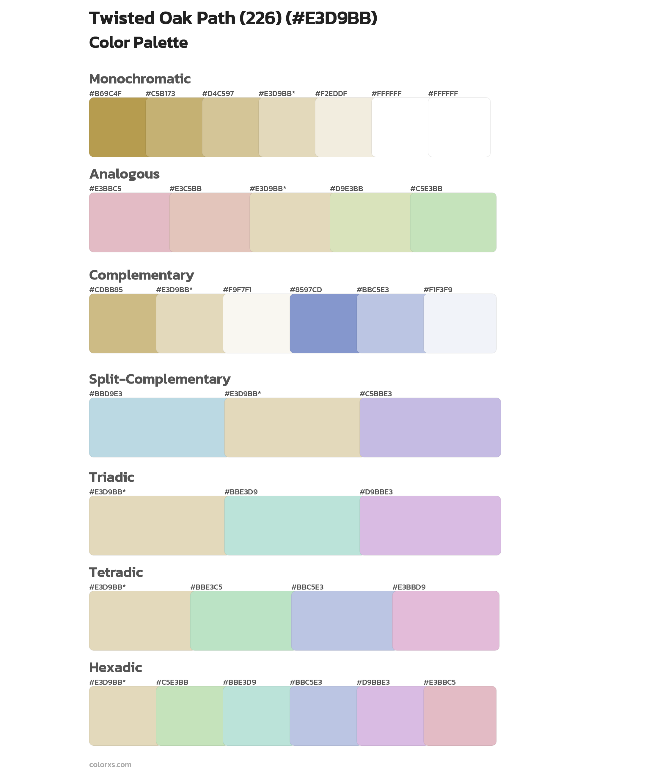 Twisted Oak Path (226) Color Scheme Palettes