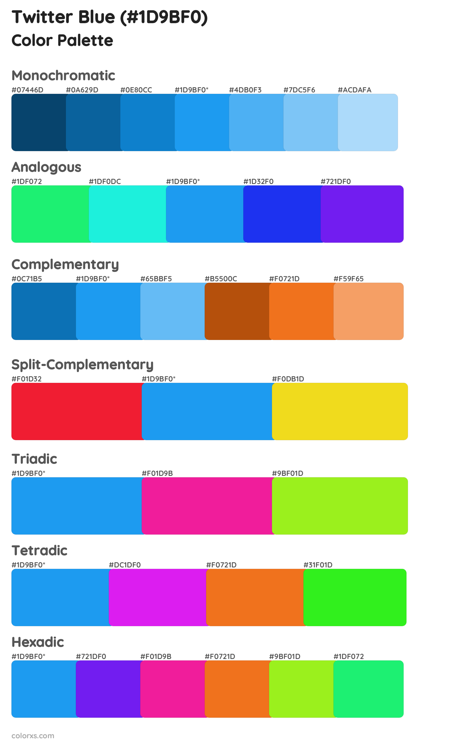 Twitter Blue Color Scheme Palettes