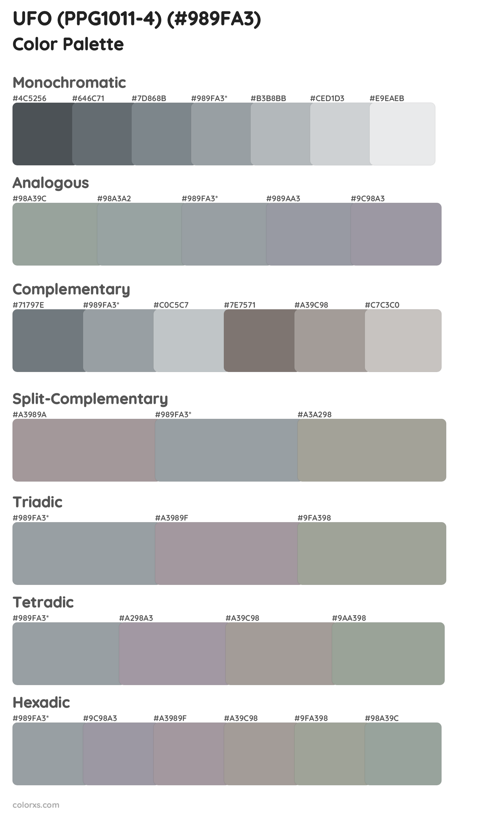 UFO (PPG1011-4) Color Scheme Palettes