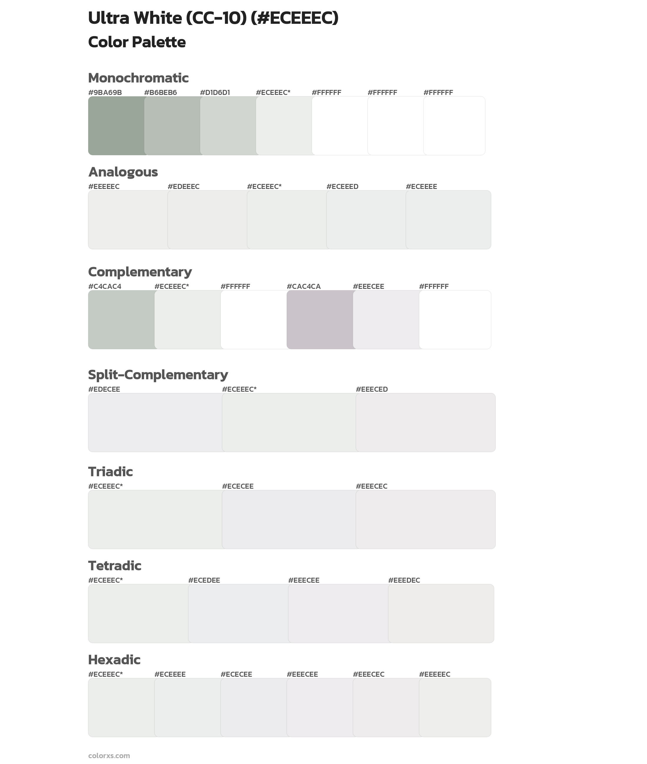 Ultra White (CC-10) Color Scheme Palettes