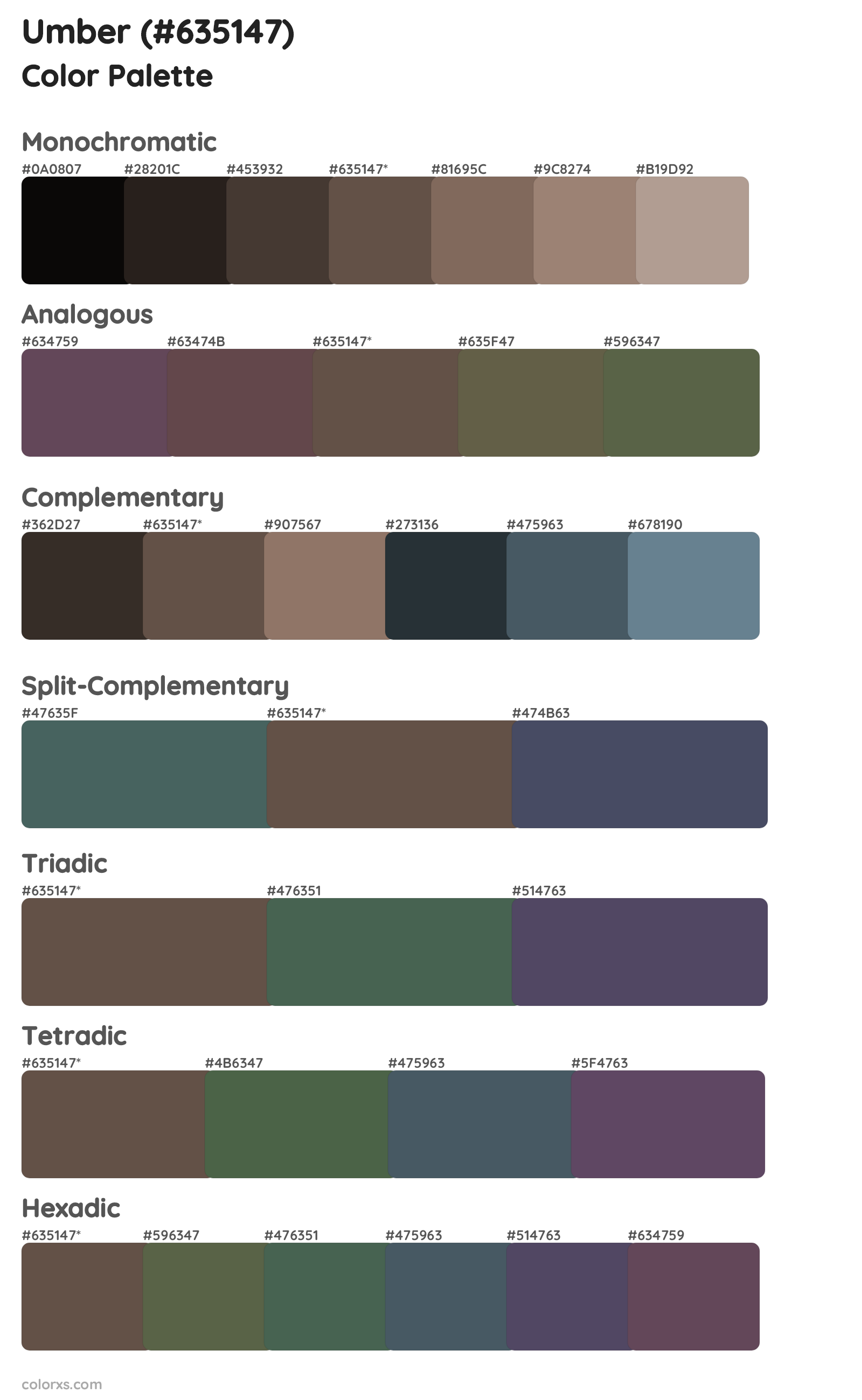 Umber Color Scheme Palettes