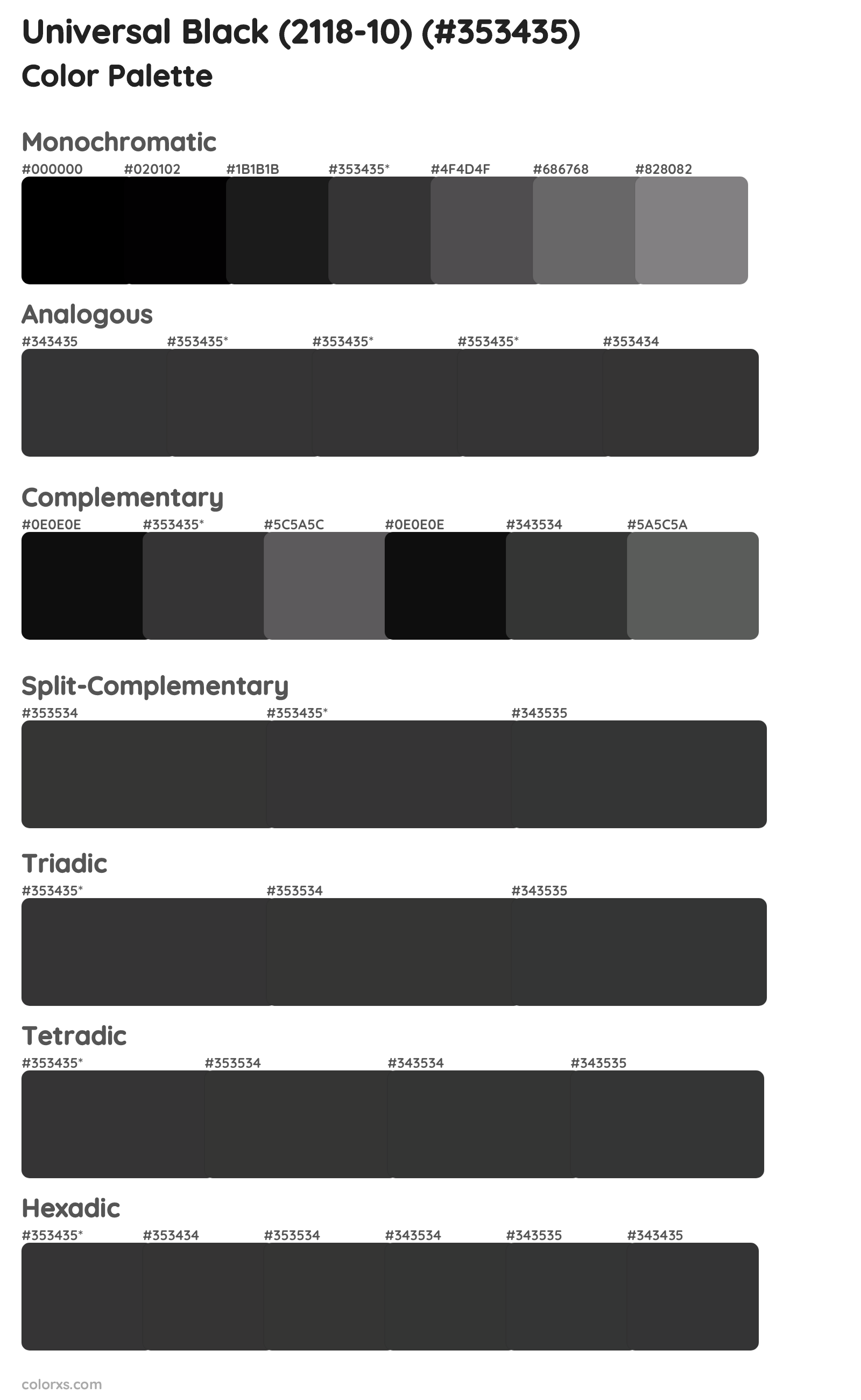 Universal Black (2118-10) Color Scheme Palettes