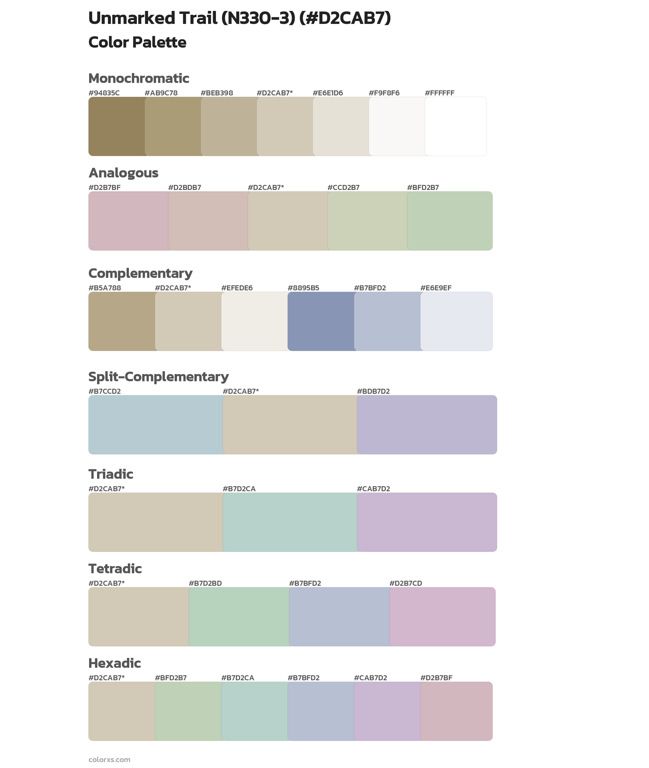 Unmarked Trail (N330-3) Color Scheme Palettes