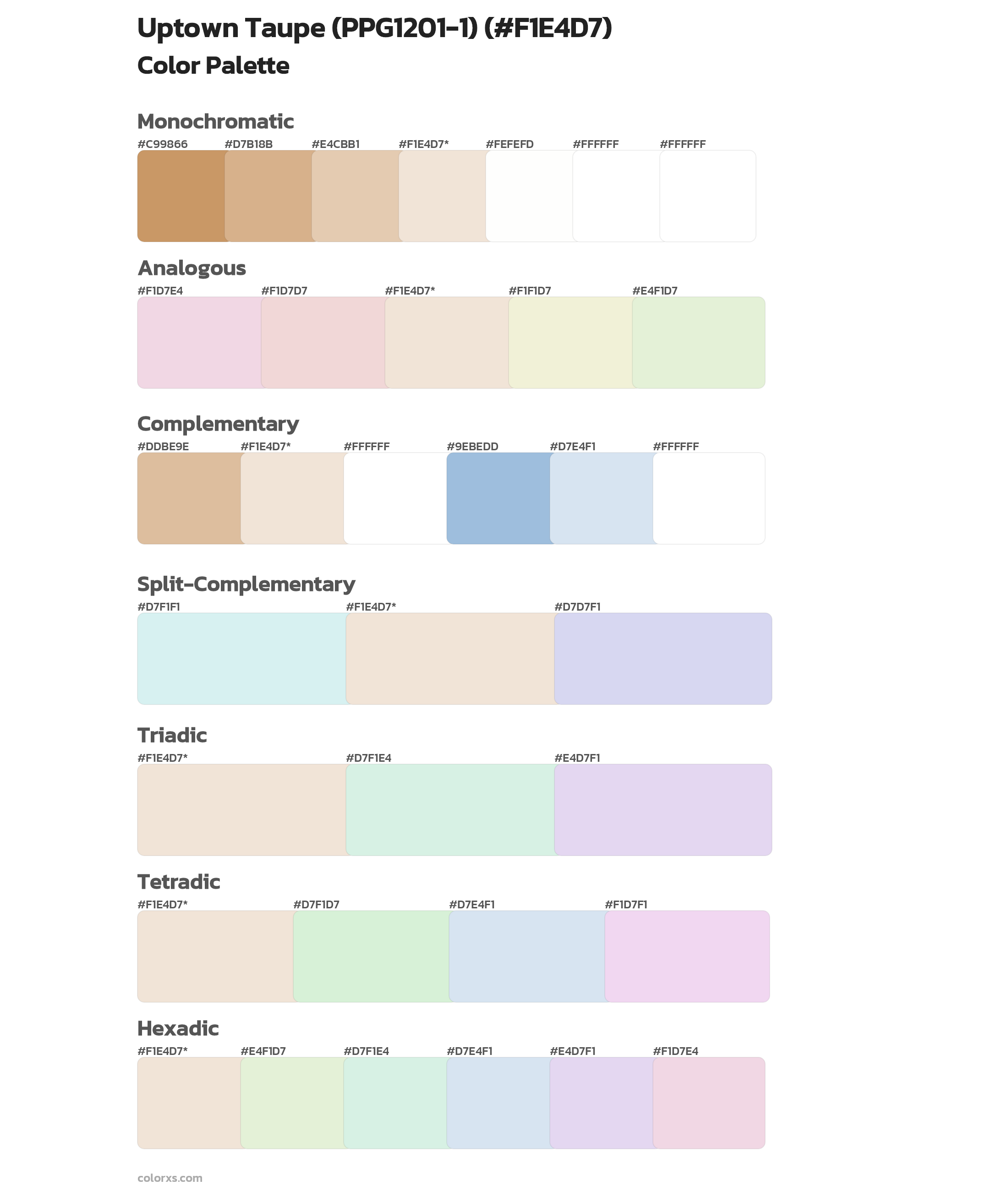 Uptown Taupe (PPG1201-1) Color Scheme Palettes
