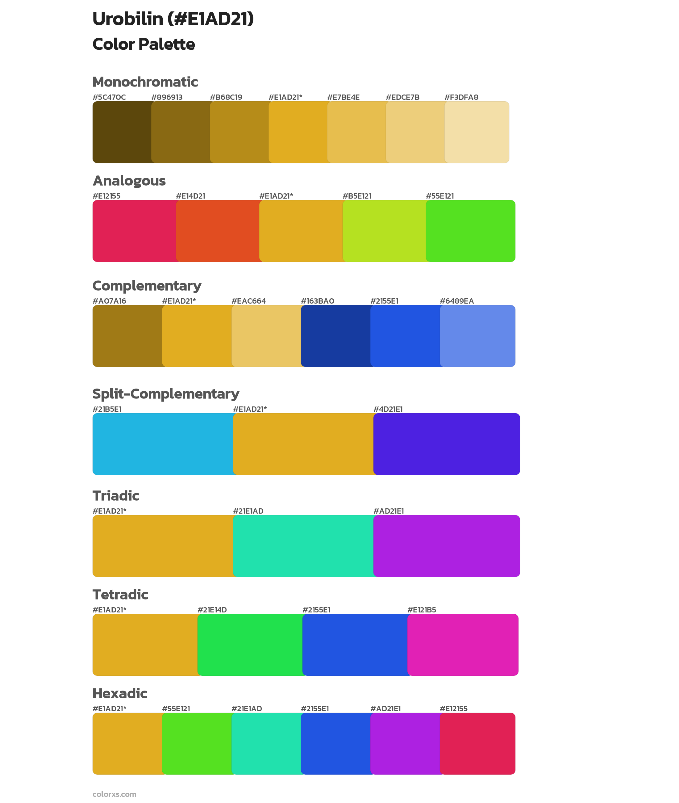Urobilin Color Scheme Palettes