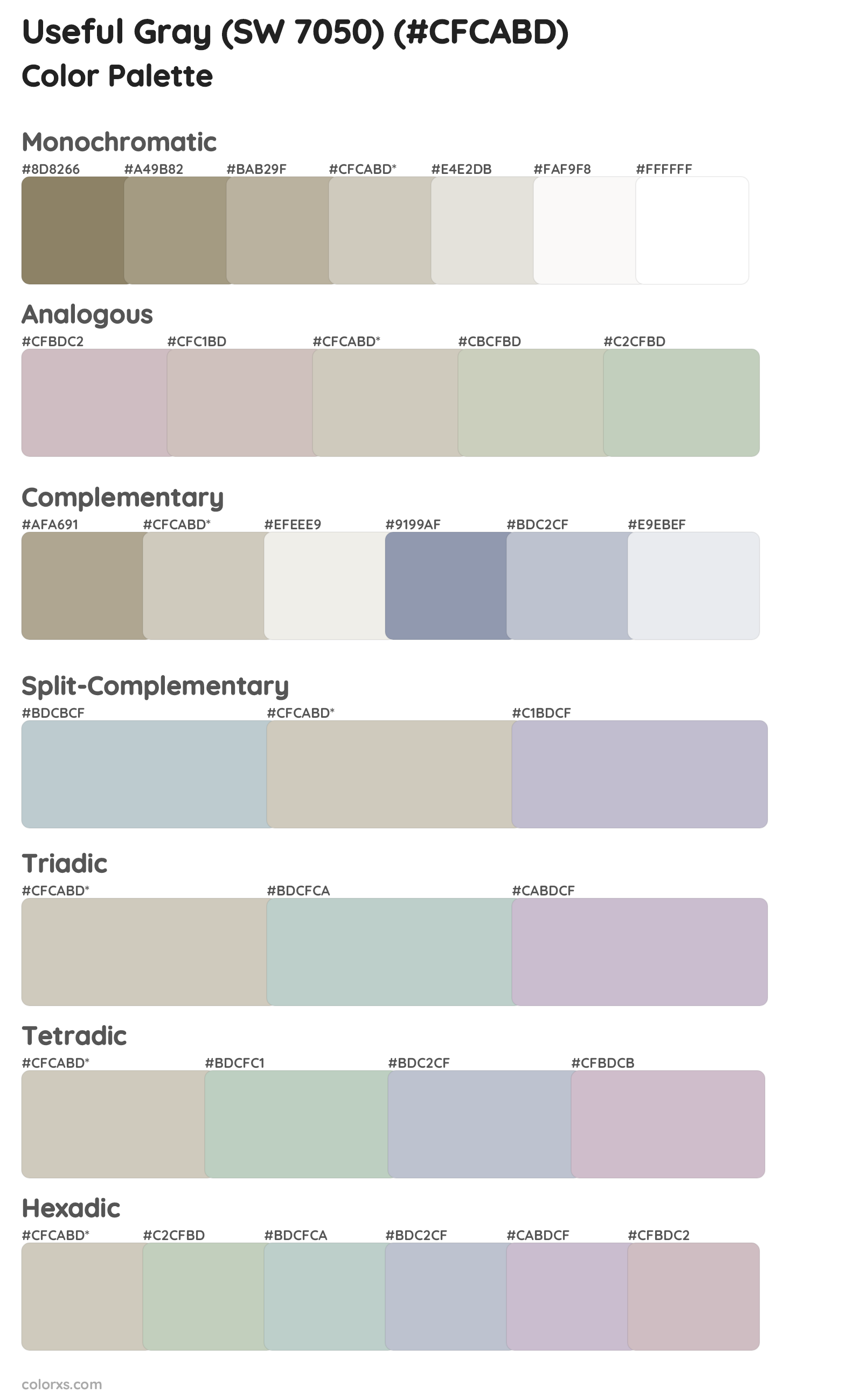 Useful Gray (SW 7050) Color Scheme Palettes