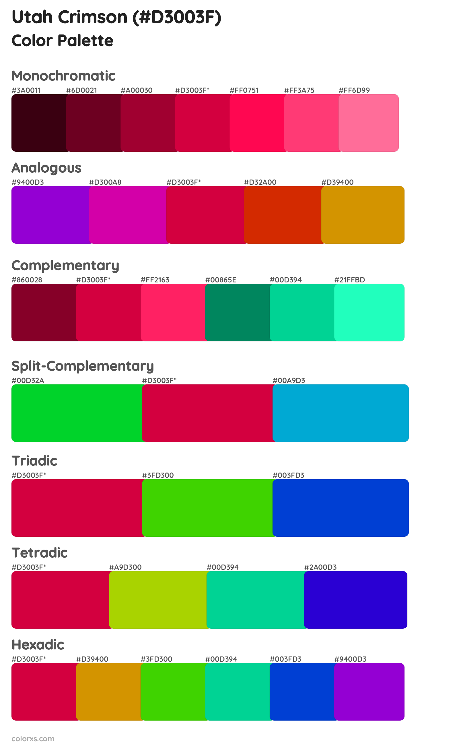 Utah Crimson Color Scheme Palettes