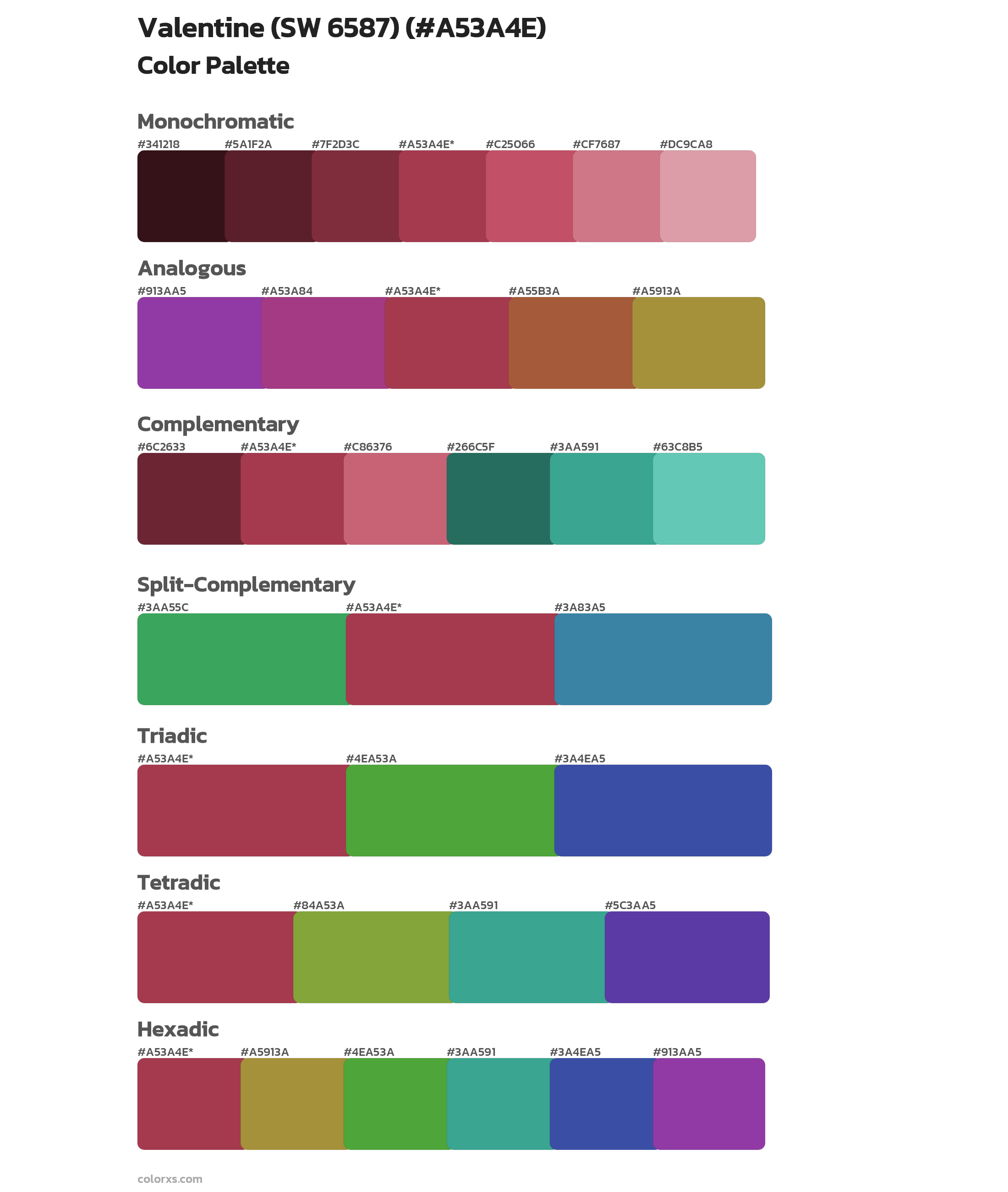 Valentine (SW 6587) Color Scheme Palettes