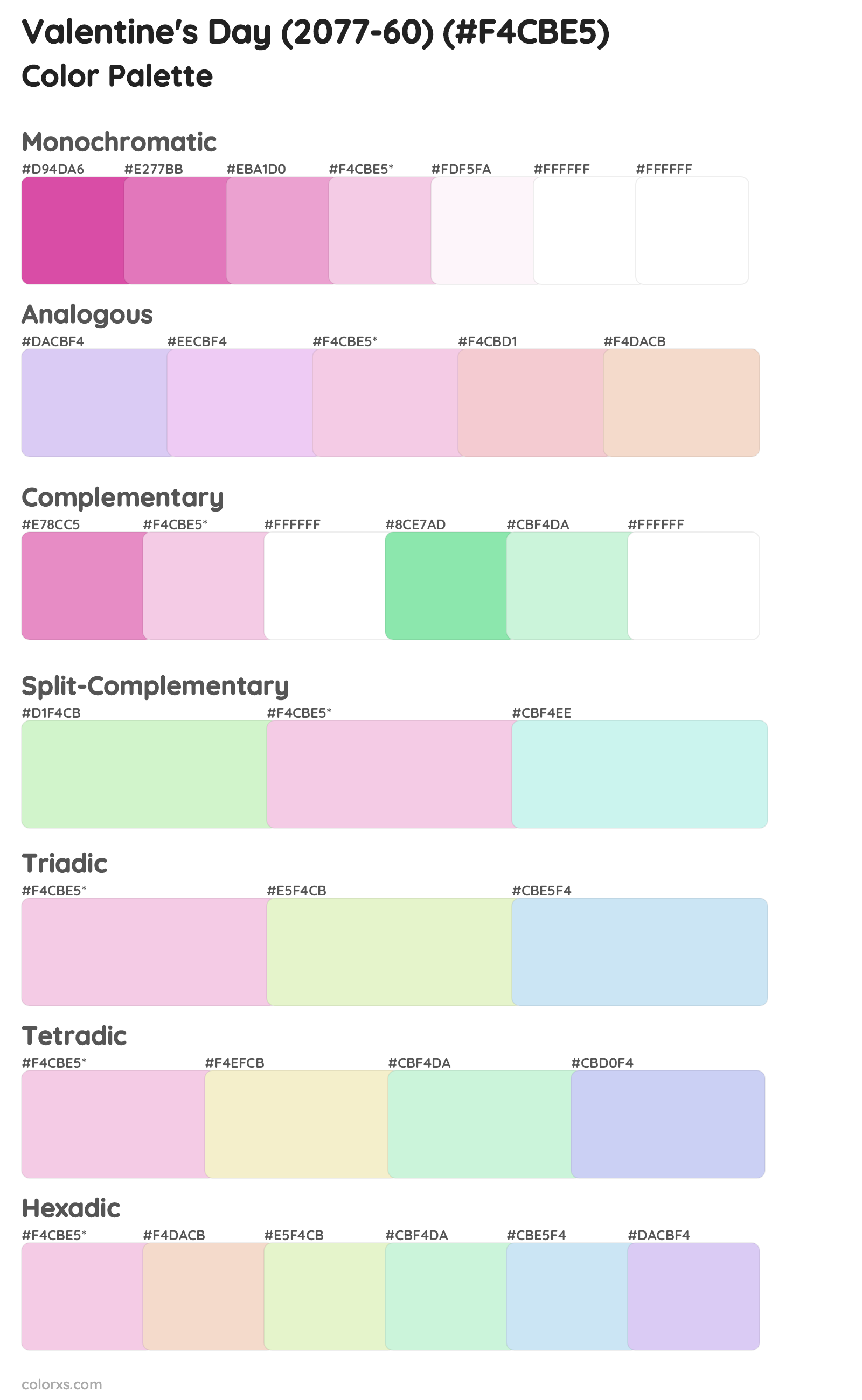 Valentine's Day (2077-60) Color Scheme Palettes