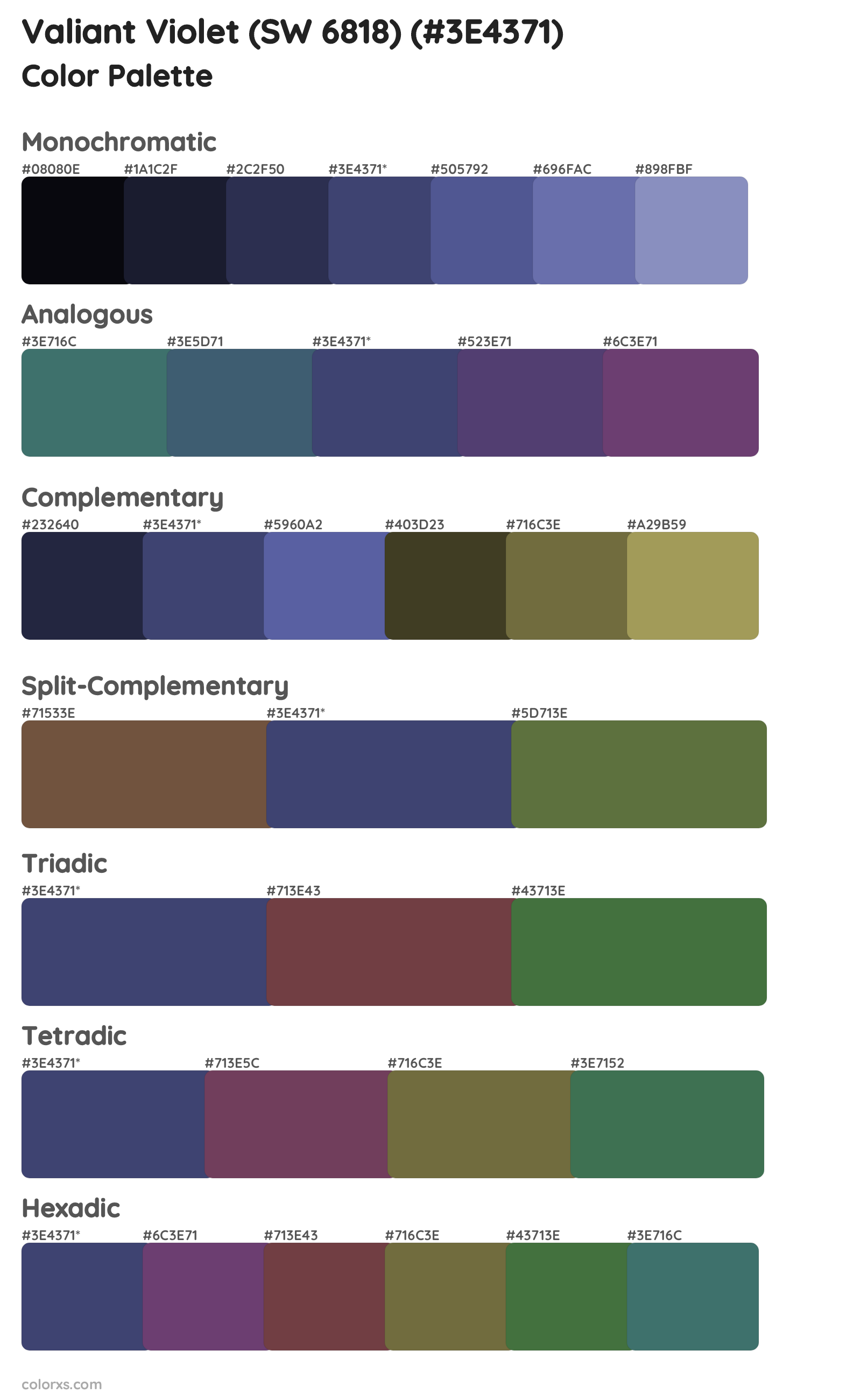 Valiant Violet (SW 6818) Color Scheme Palettes